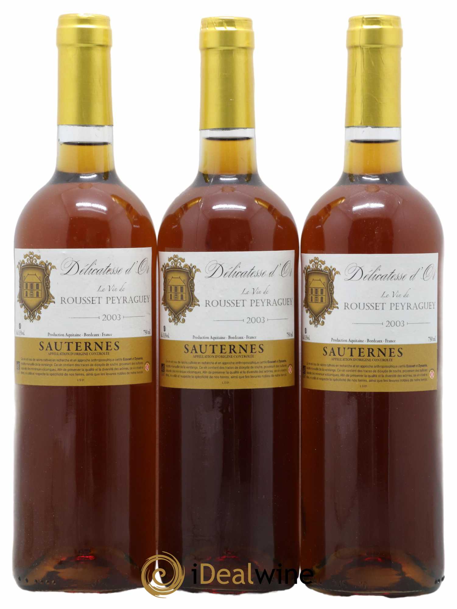 Rousset Peyraguey Délicatesse d'or Domaine Rousset-Peyraguey 2003 - Lotto di 3 bottiglie - 0