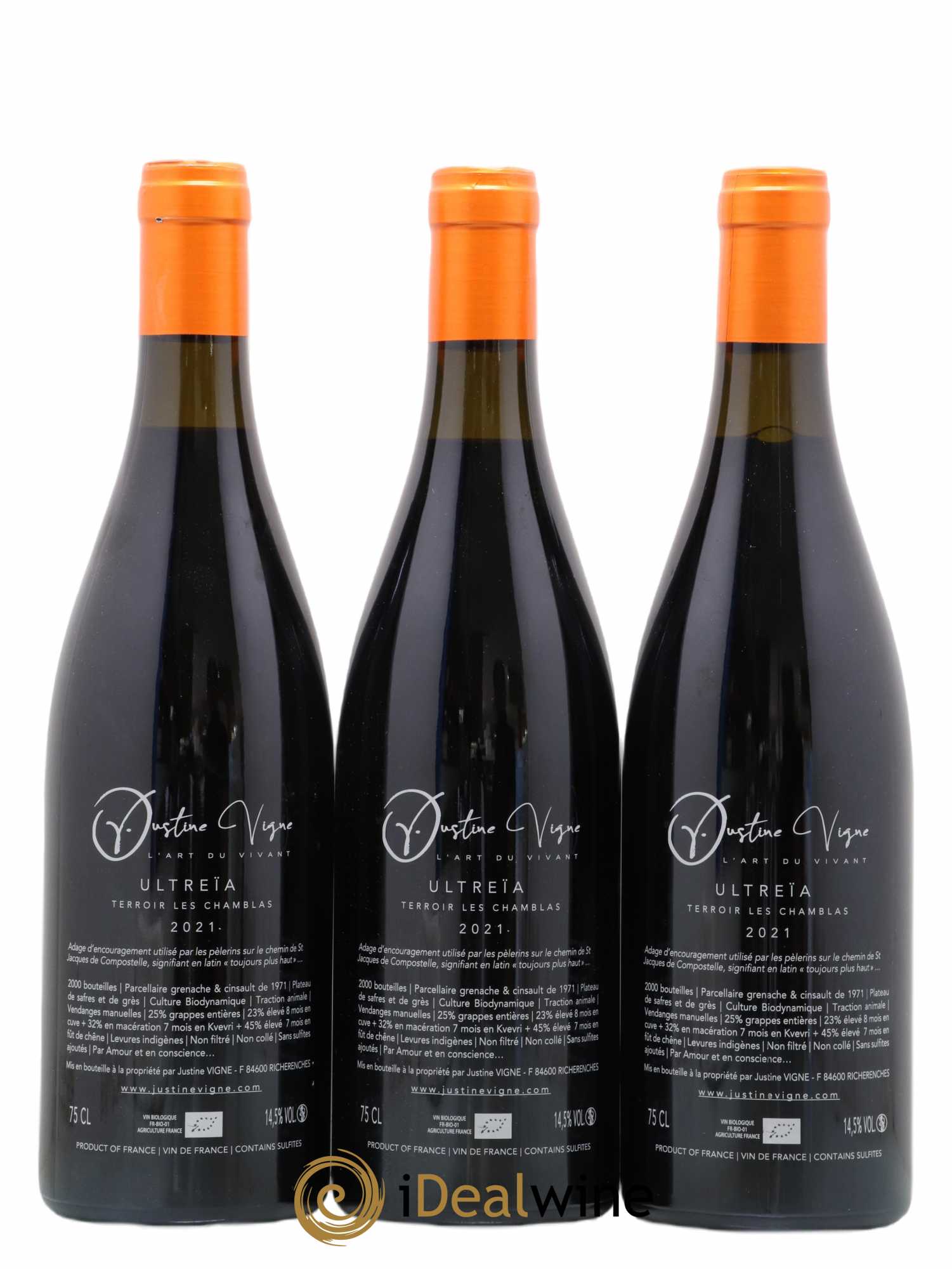 Vin de France Justine Vigne Ultreia 2021 - Lot de 3 bouteilles - 1