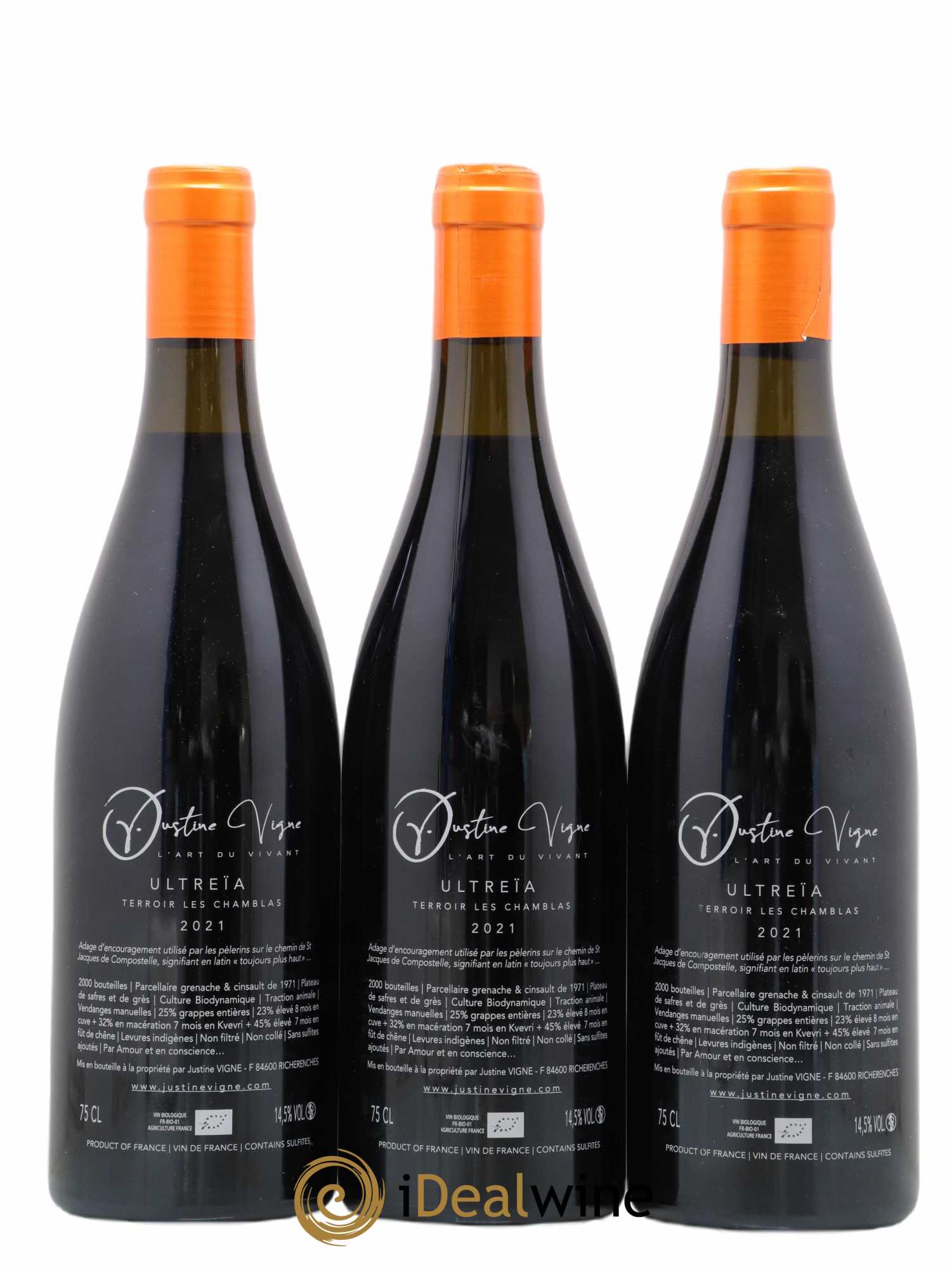 Vin de France Justine Vigne Ultreia 2021 - Lot de 3 bouteilles - 1