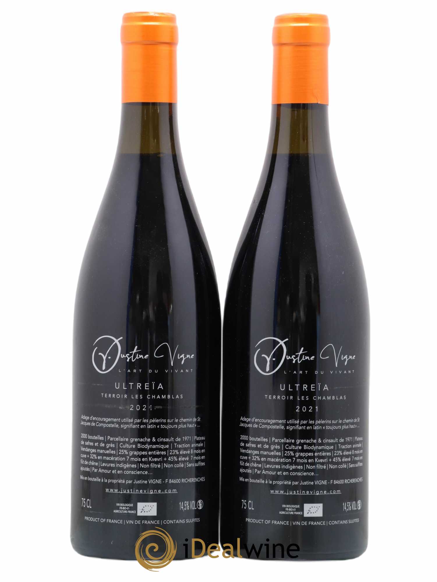 Vin de France Justine Vigne Ultreia 2021 - Lot de 2 bouteilles - 1