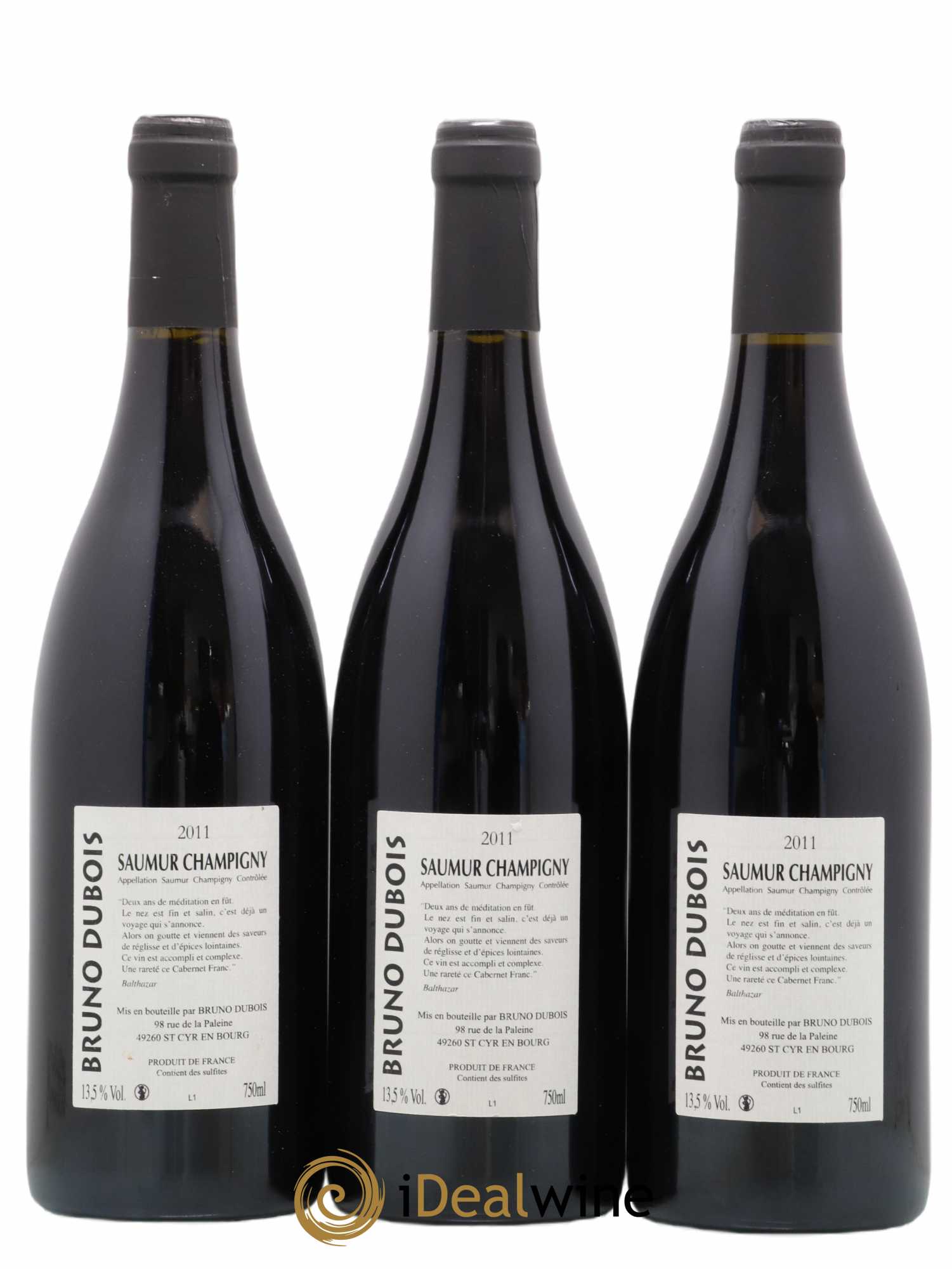 Saumur-Champigny Sortir du Bois Bruno Dubois 2011 - Lot de 3 bouteilles - 1