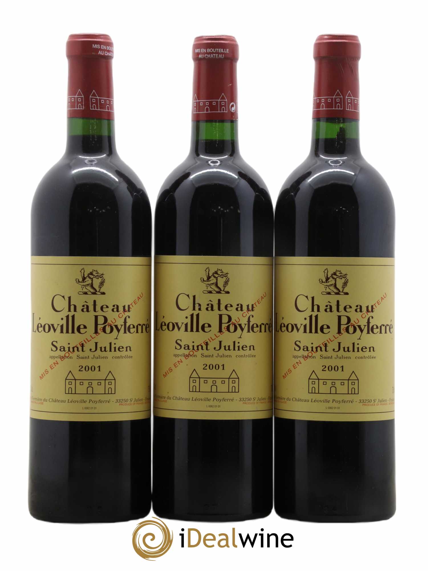 Château Léoville Poyferré 2ème Grand Cru Classé 2001 - Lot de 3 bouteilles - 0