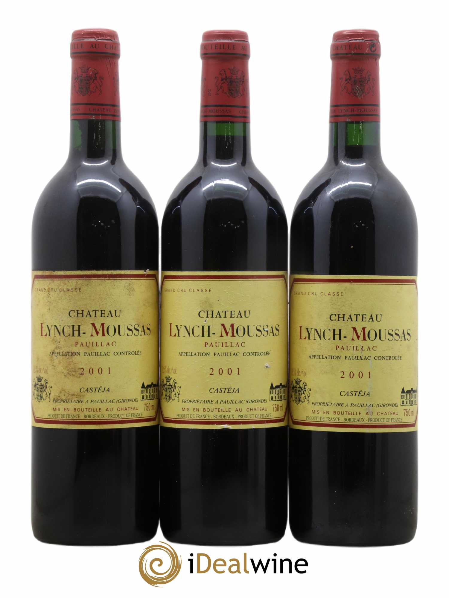 Château Lynch Moussas 5ème Grand Cru Classé 2001 - Lot de 3 bouteilles - 0