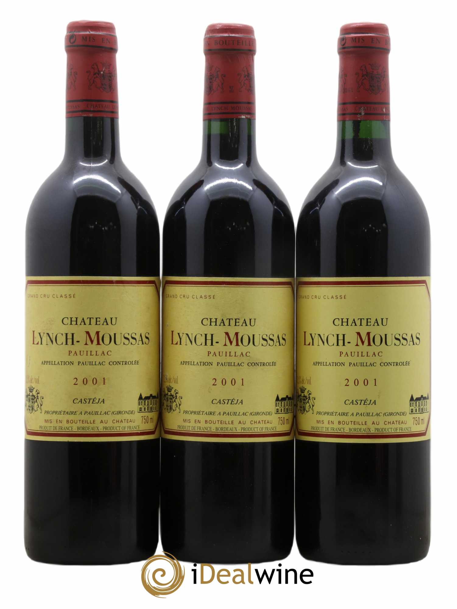 Château Lynch Moussas 5ème Grand Cru Classé 2001 - Lot de 3 bouteilles - 0