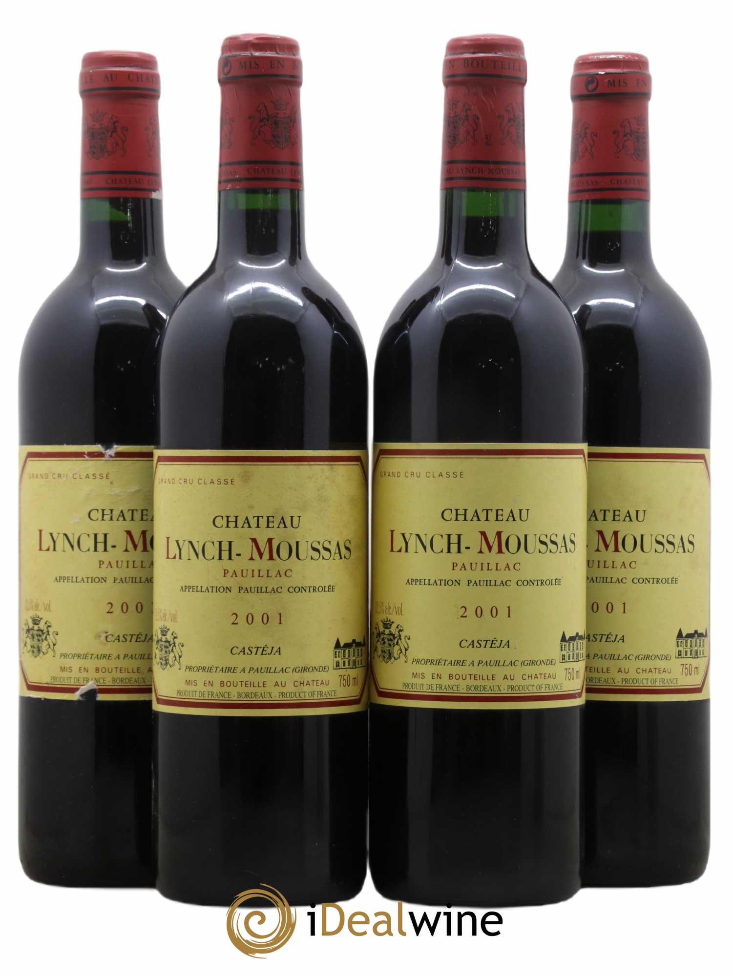 Château Lynch Moussas 5ème Grand Cru Classé 2001 - Lot de 4 bouteilles - 0