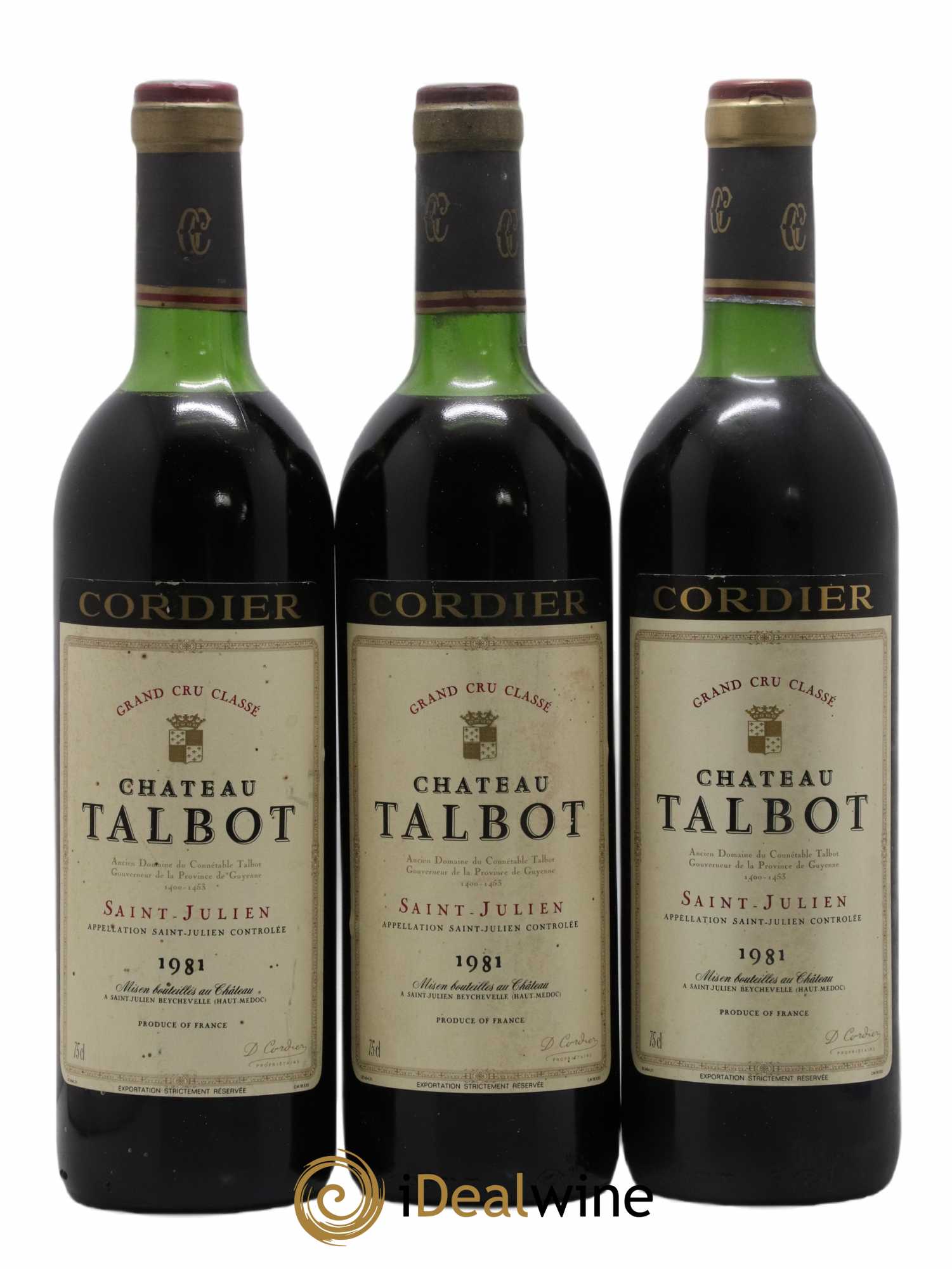 Château Talbot 4ème Grand Cru Classé 1981 - Lot de 3 bouteilles - 0