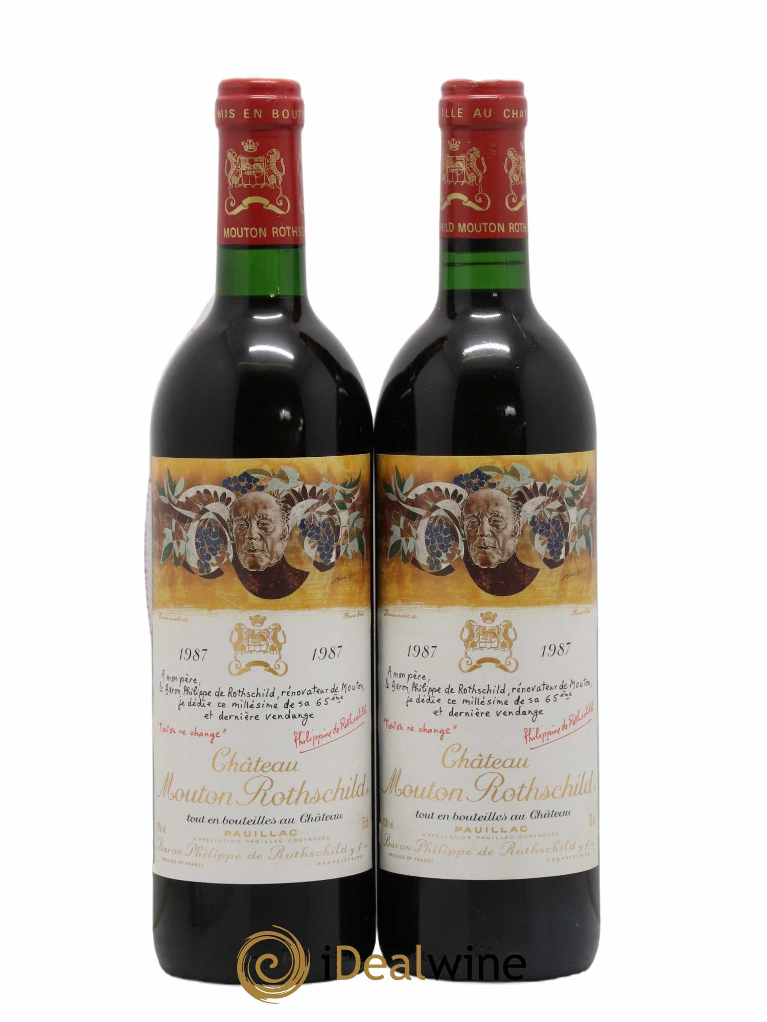 Château Mouton Rothschild 1er Grand Cru Classé 1987 - Lot de 2 bouteilles - 0