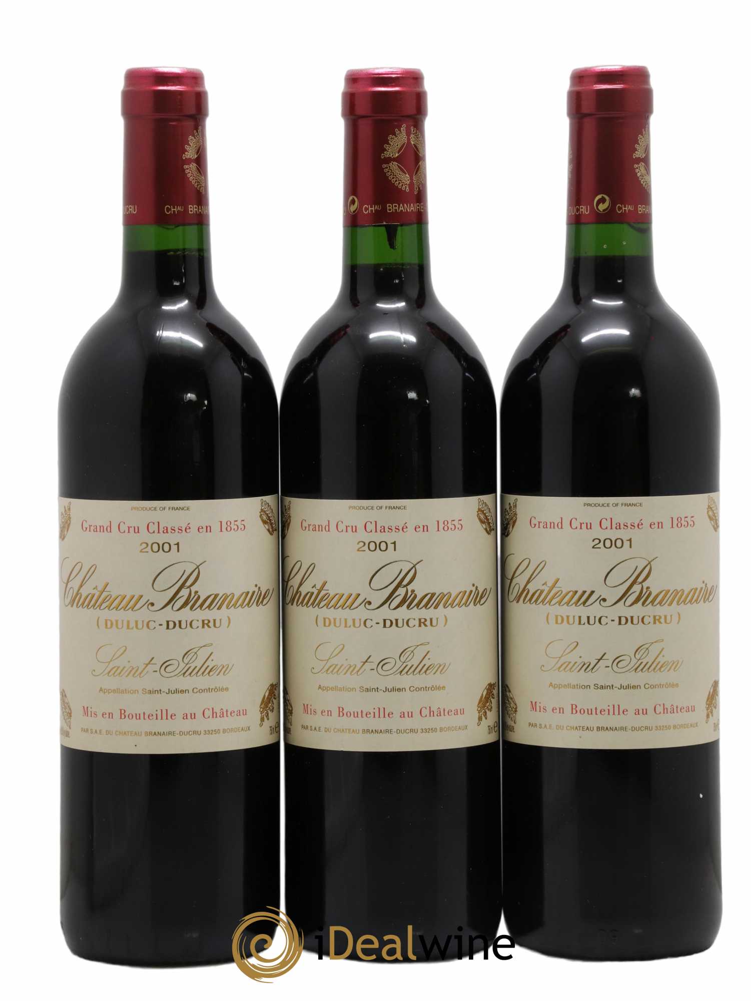 Château Branaire Ducru 4ème Grand Cru Classé 2001 - Lot de 3 bouteilles - 0