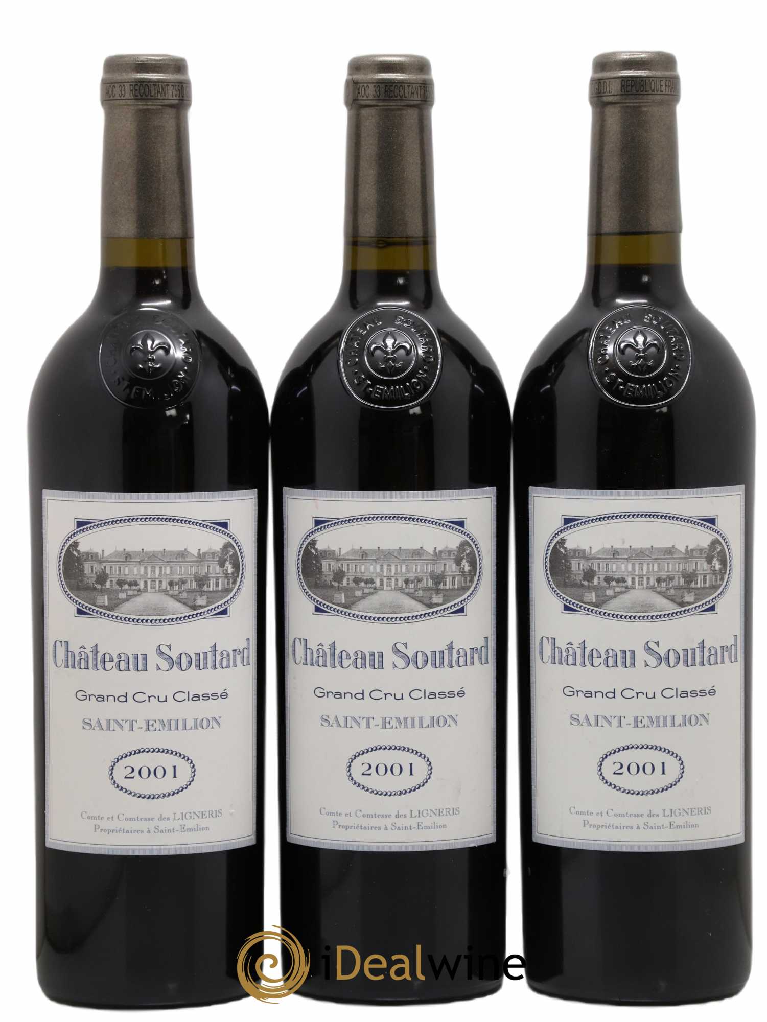 Château Soutard Grand Cru Classé 2001 - Lot de 3 bouteilles - 0