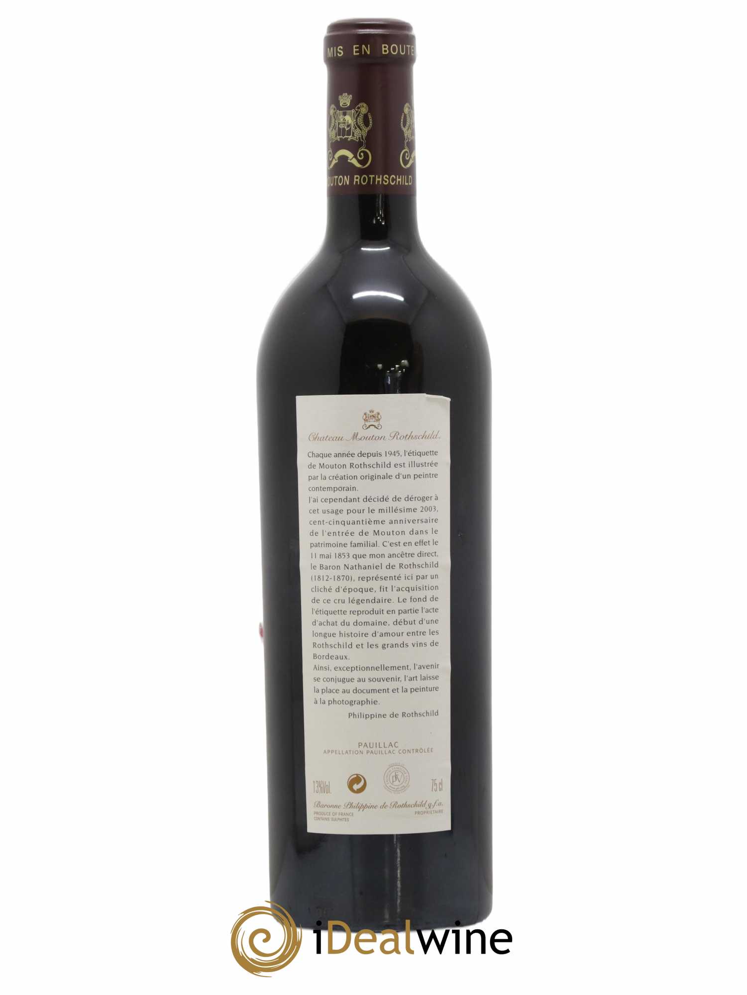 Château Mouton Rothschild 1er Grand Cru Classé 2003 - Lot de 1 bouteille - 1