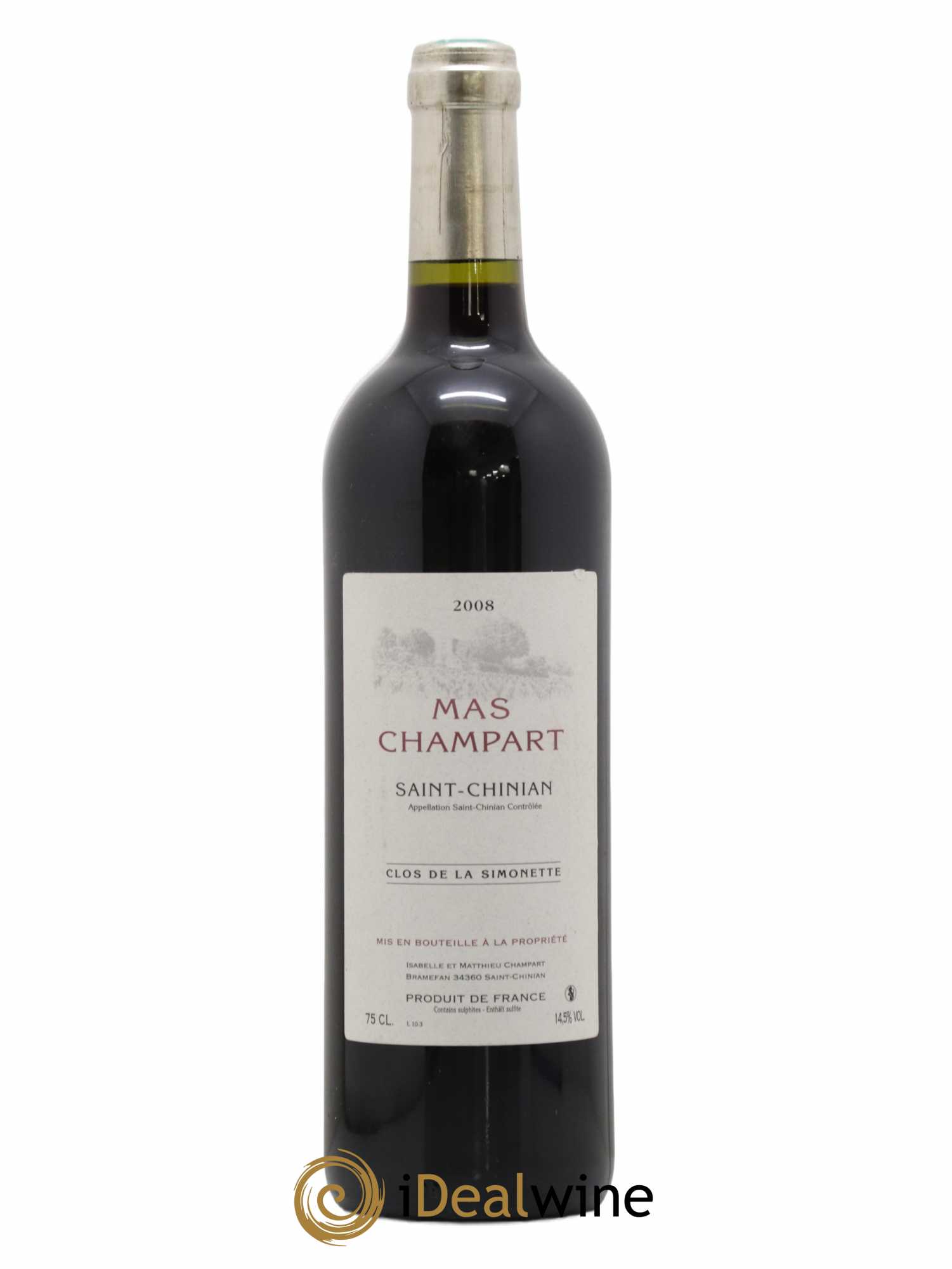 Saint-Chinian Mas Champart Clos de La Simonette Isabelle et Mathieu Champart 2008 - Lot de 1 bouteille - 0