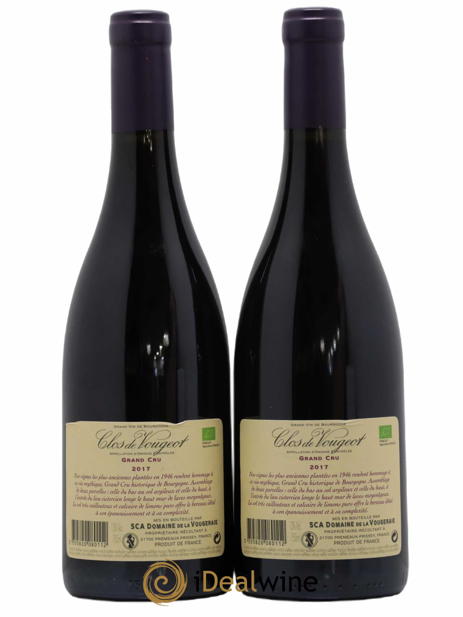 Clos de Vougeot Grand Cru La Vougeraie 2017 - Lot de 2 bouteilles - 1