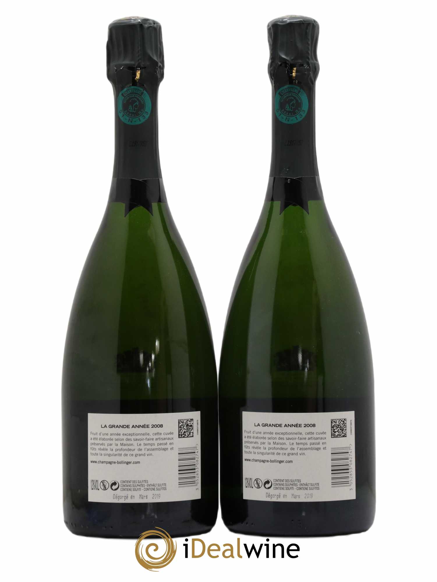 La Grande Année Brut Bollinger 2008 - Lot de 2 bouteilles - 1