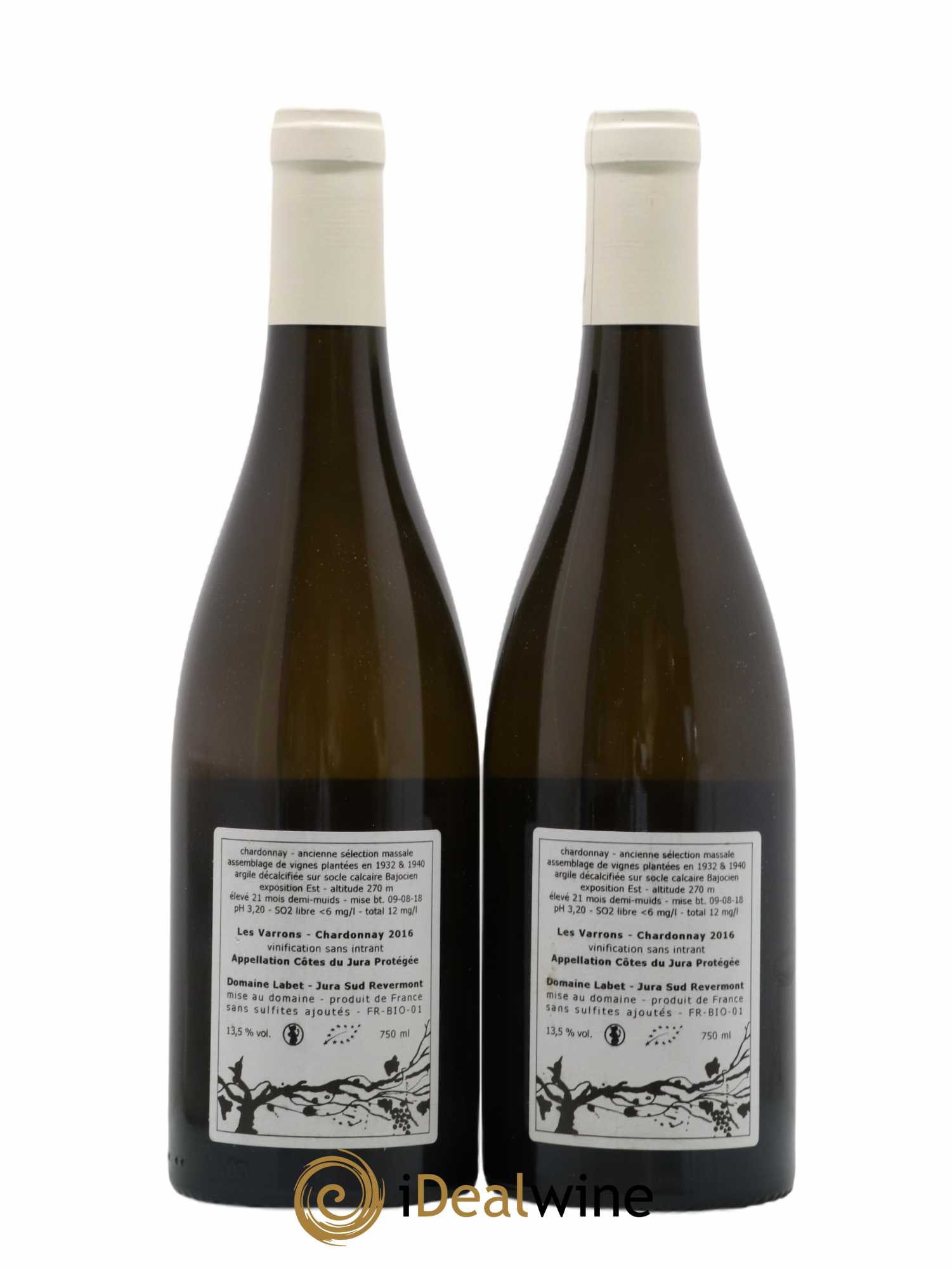 Côtes du Jura Chardonnay Les Varrons Romain - Julien - Charline Labet 2016 - Lot de 2 bouteilles - 1