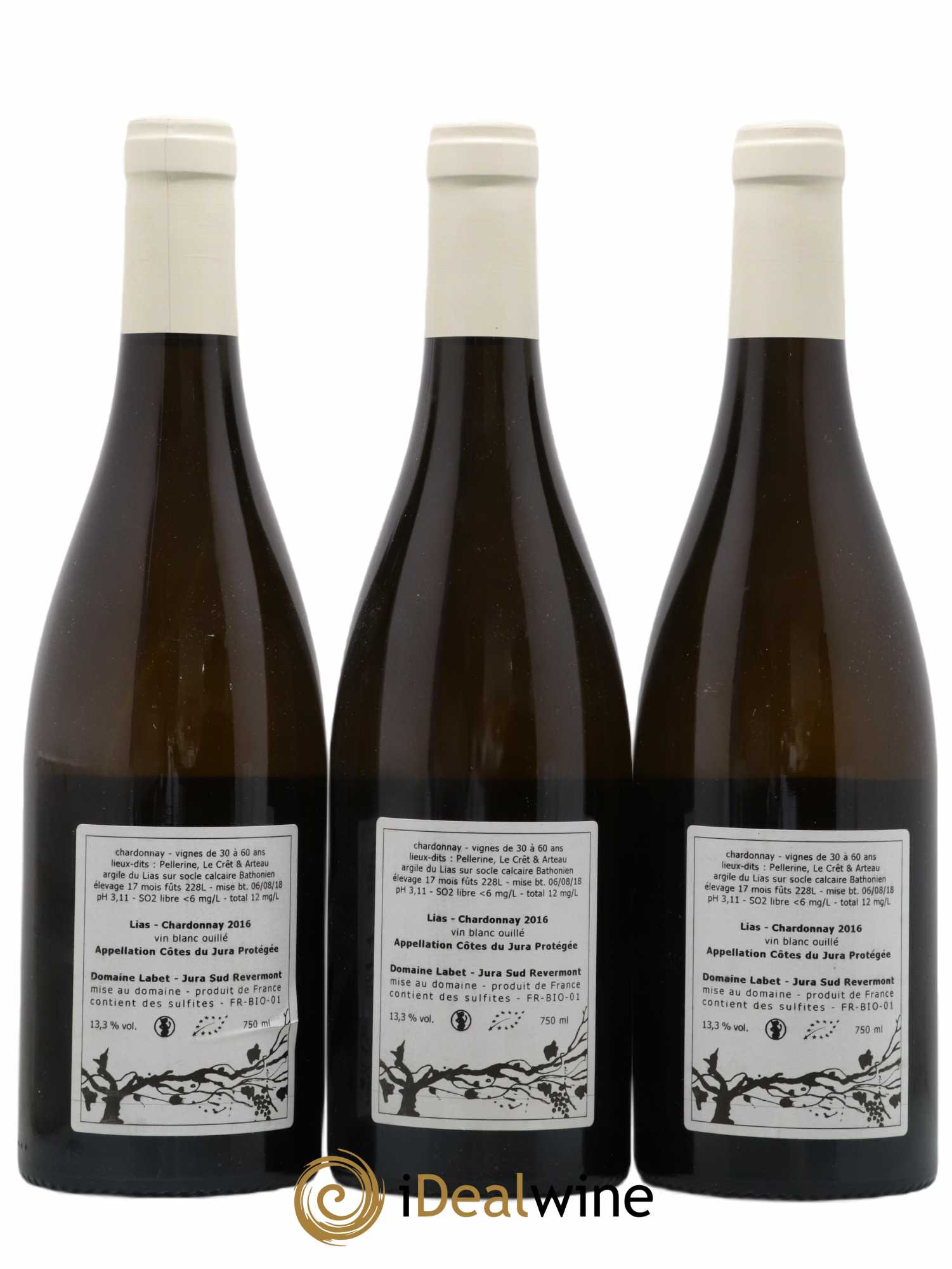 Côtes du Jura Chardonnay Lias Romain - Julien - Charline Labet 2016 - Lot de 3 bouteilles - 1