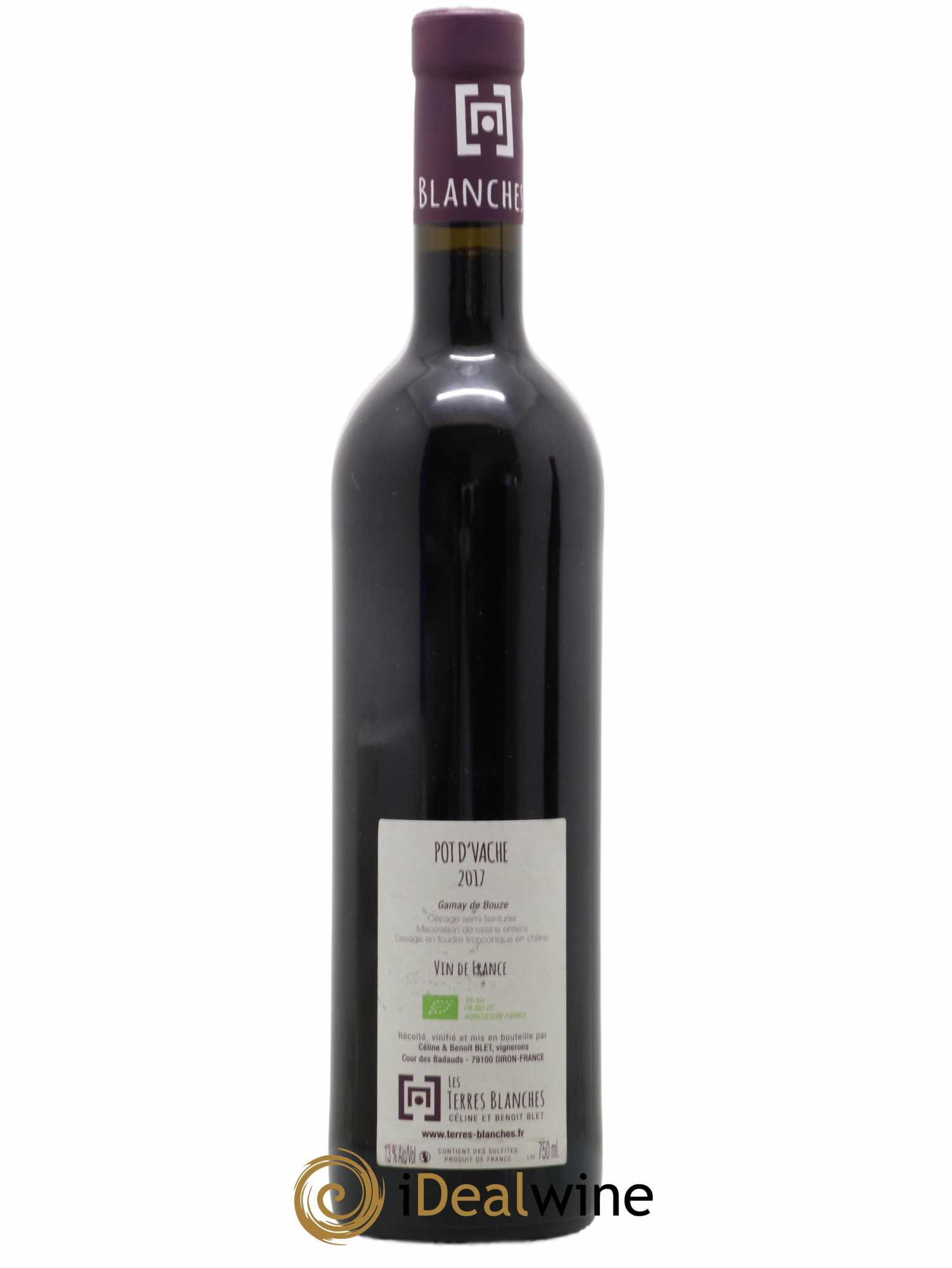 Vin de France Gamay de Bouze Pot d'Vache La Vacherie Domaine les Terres Blanches 2017 - Lot de 1 bouteille - 1