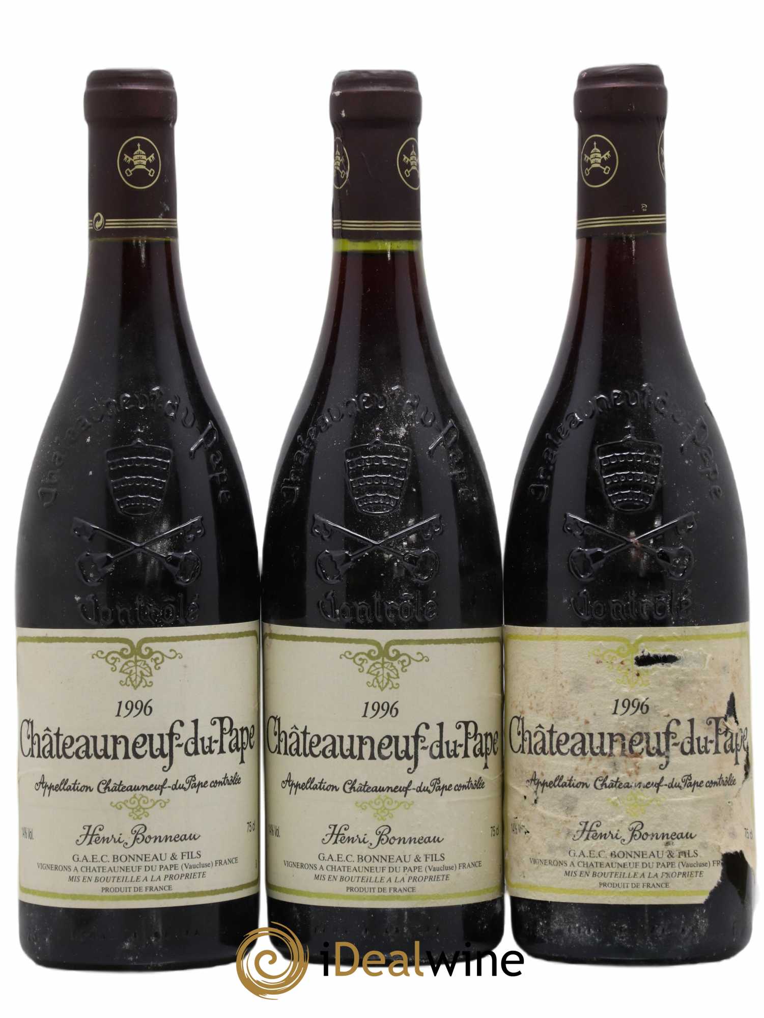 Châteauneuf-du-Pape Henri Bonneau Henri Bonneau & Fils 1996 - Lot de 3 bouteilles - 0
