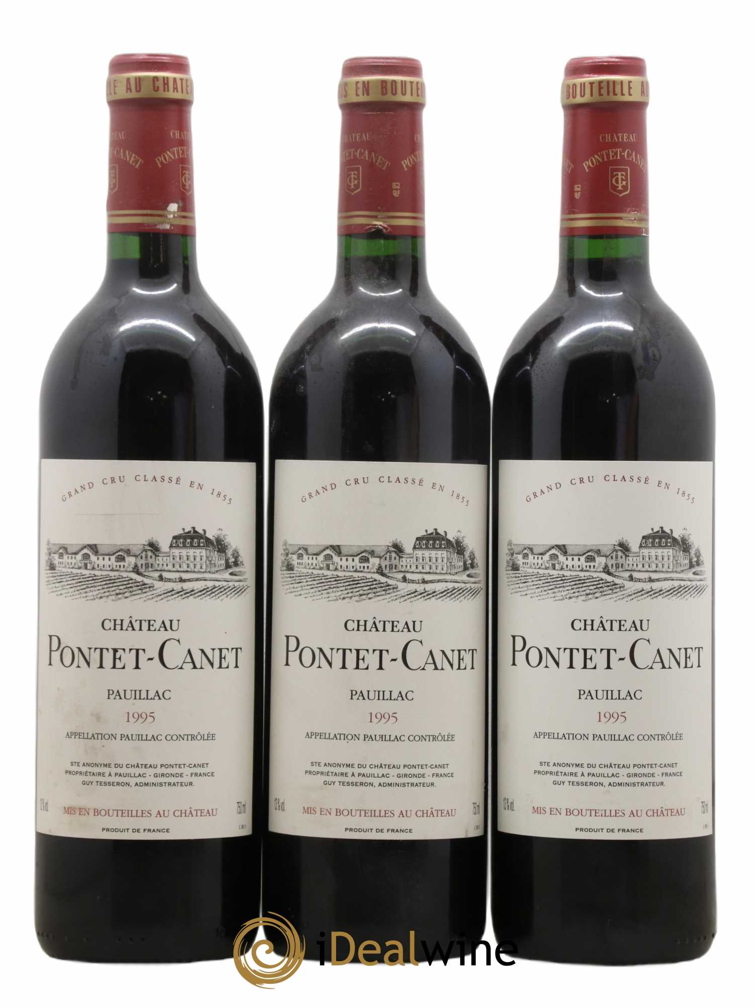 Château Pontet Canet 5ème Grand Cru Classé 1995 - Lot de 3 bouteilles - 0