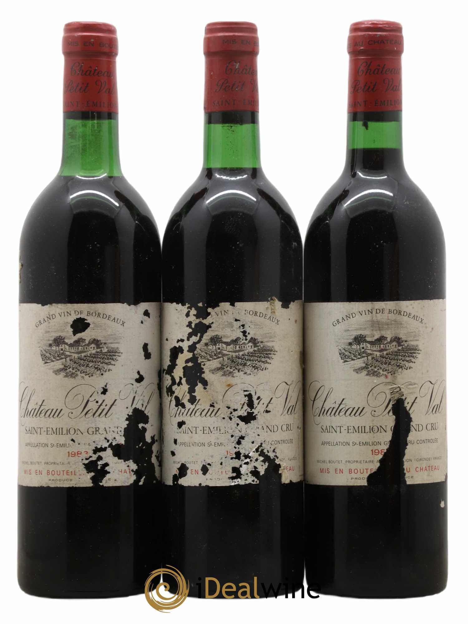 Saint-Émilion Grand Cru Château Petit Val 1983 - Lot de 3 bouteilles - 0