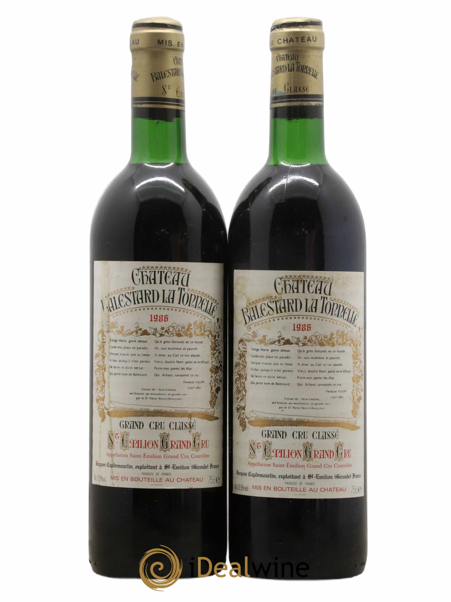 Château Balestard la Tonnelle Grand Cru Classé 1986 - Lot de 2 bouteilles - 0
