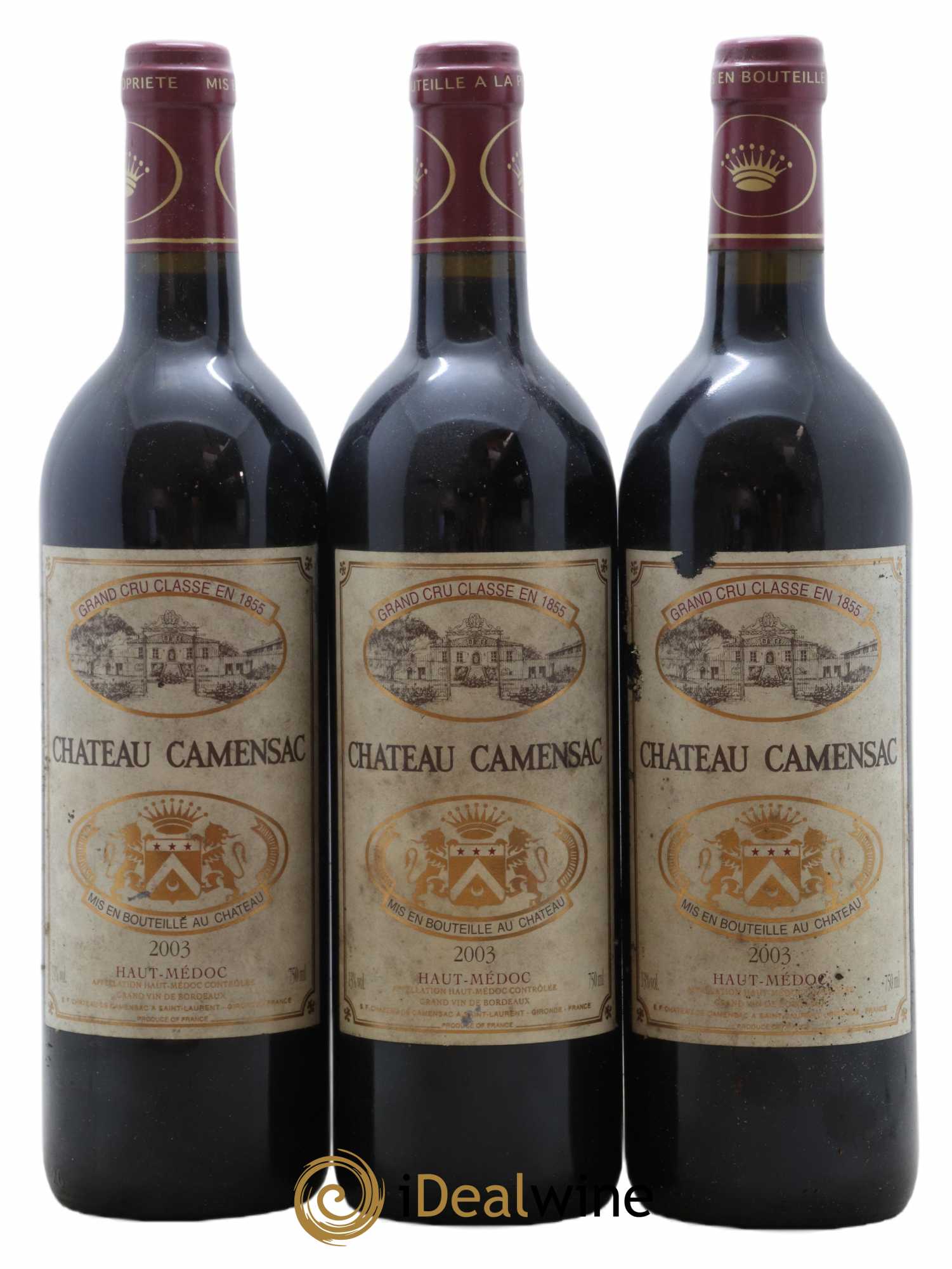 Château Camensac 5ème Grand Cru Classé 2003 - Lot de 3 bouteilles - 0