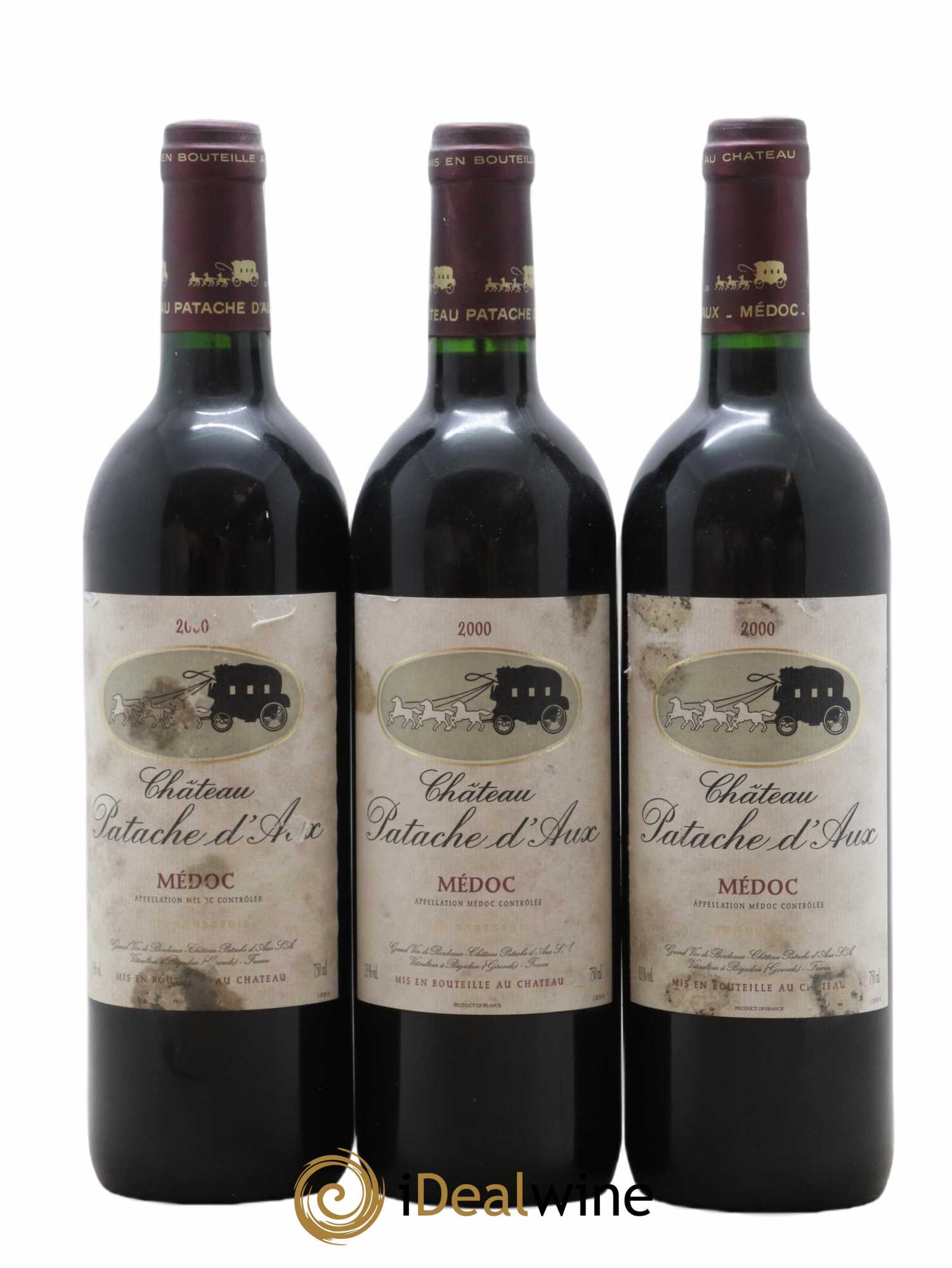Château Patache d'Aux Cru Bourgeois 2000 - Lot de 3 bouteilles - 0