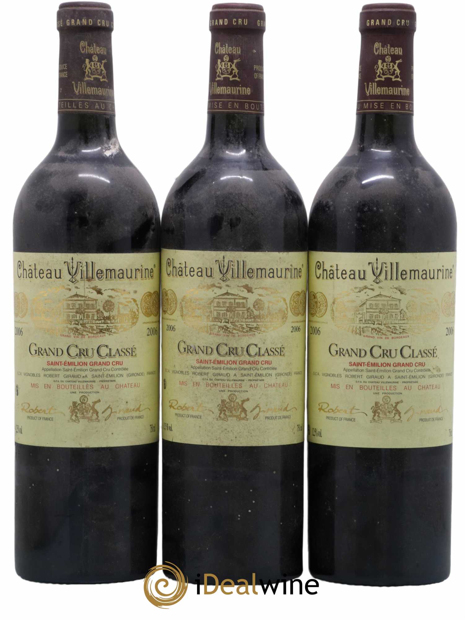Château Villemaurine Grand Cru Classé 2006 - Lot de 3 bouteilles - 0
