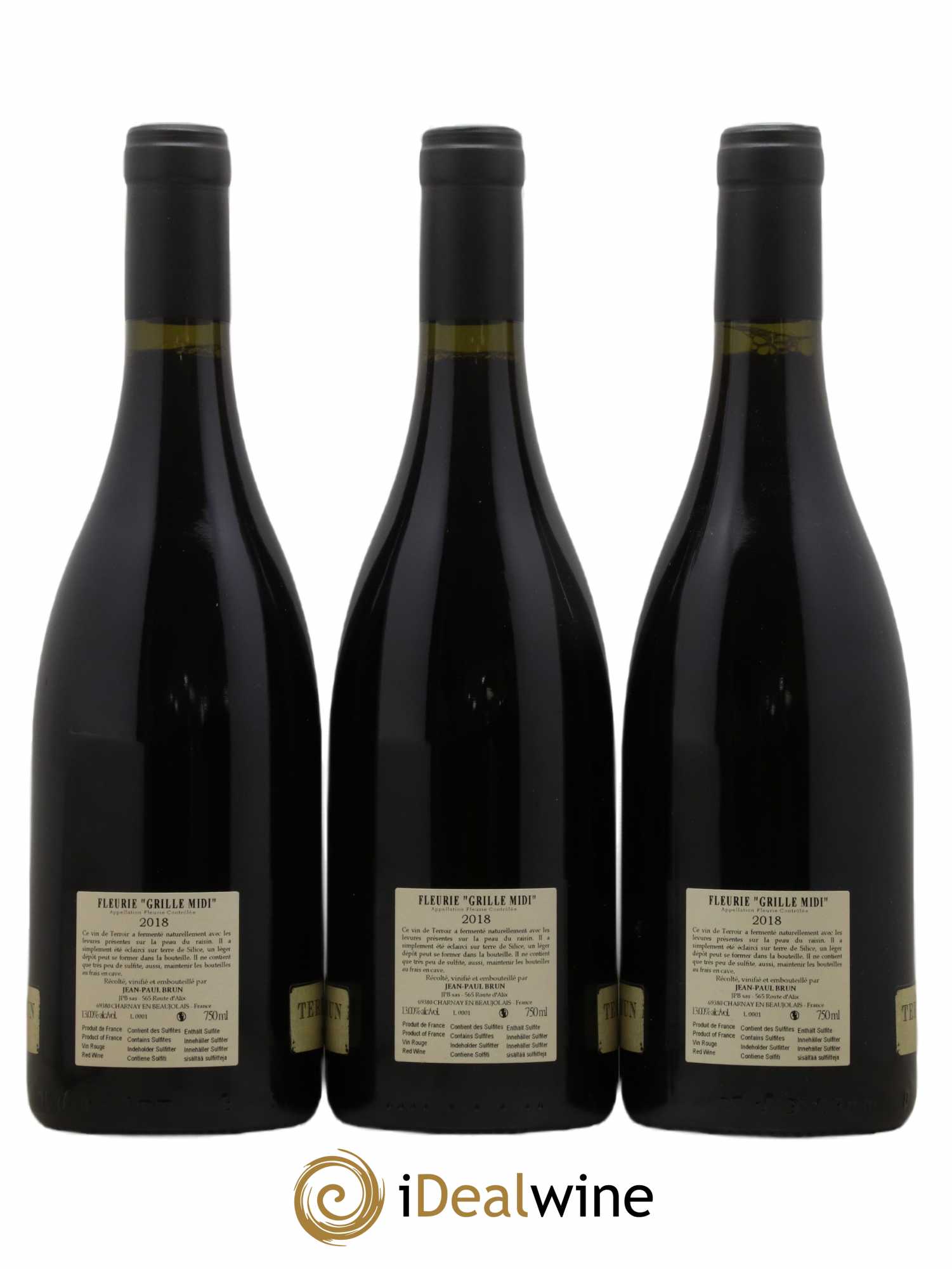 Fleurie Grille-Midi Terres dorées - J-P. Brun (Domaine des) 2018 - Lot de 3 bouteilles - 1