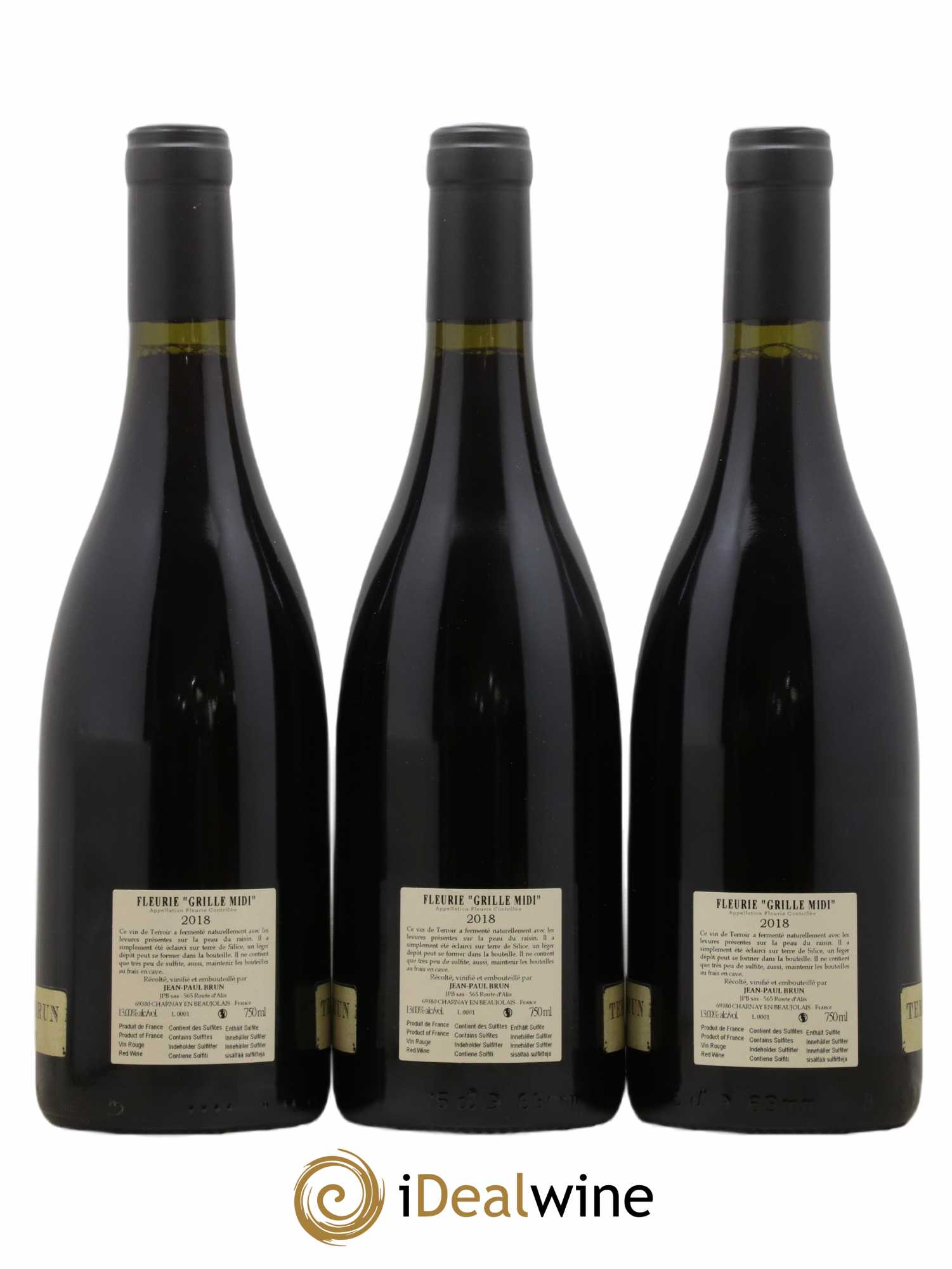Fleurie Grille-Midi Terres dorées - J-P. Brun (Domaine des) 2018 - Lot de 3 bouteilles - 1