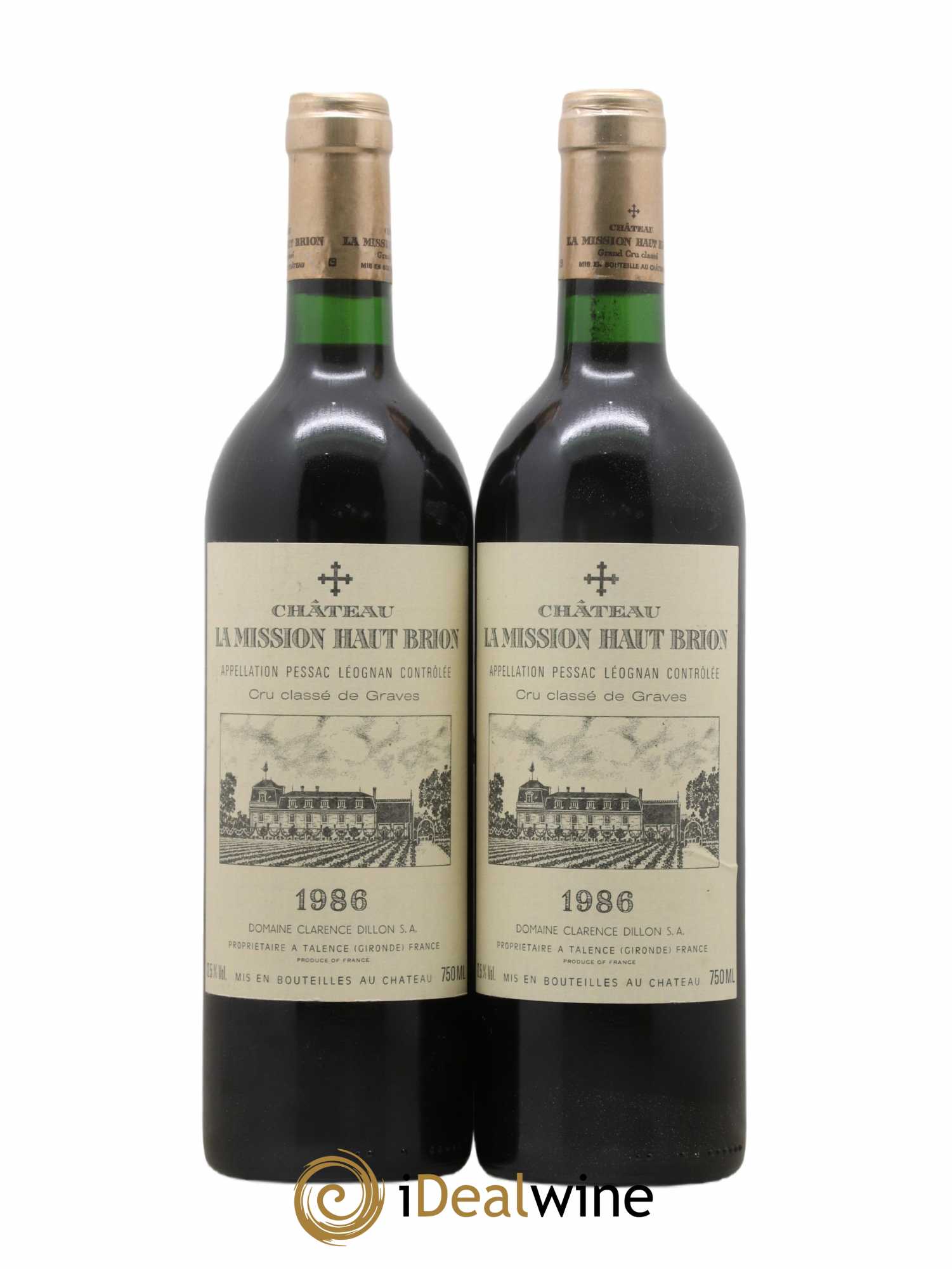 Château la Mission Haut-Brion Cru Classé de Graves 1986 - Lot de 2 bouteilles - 0