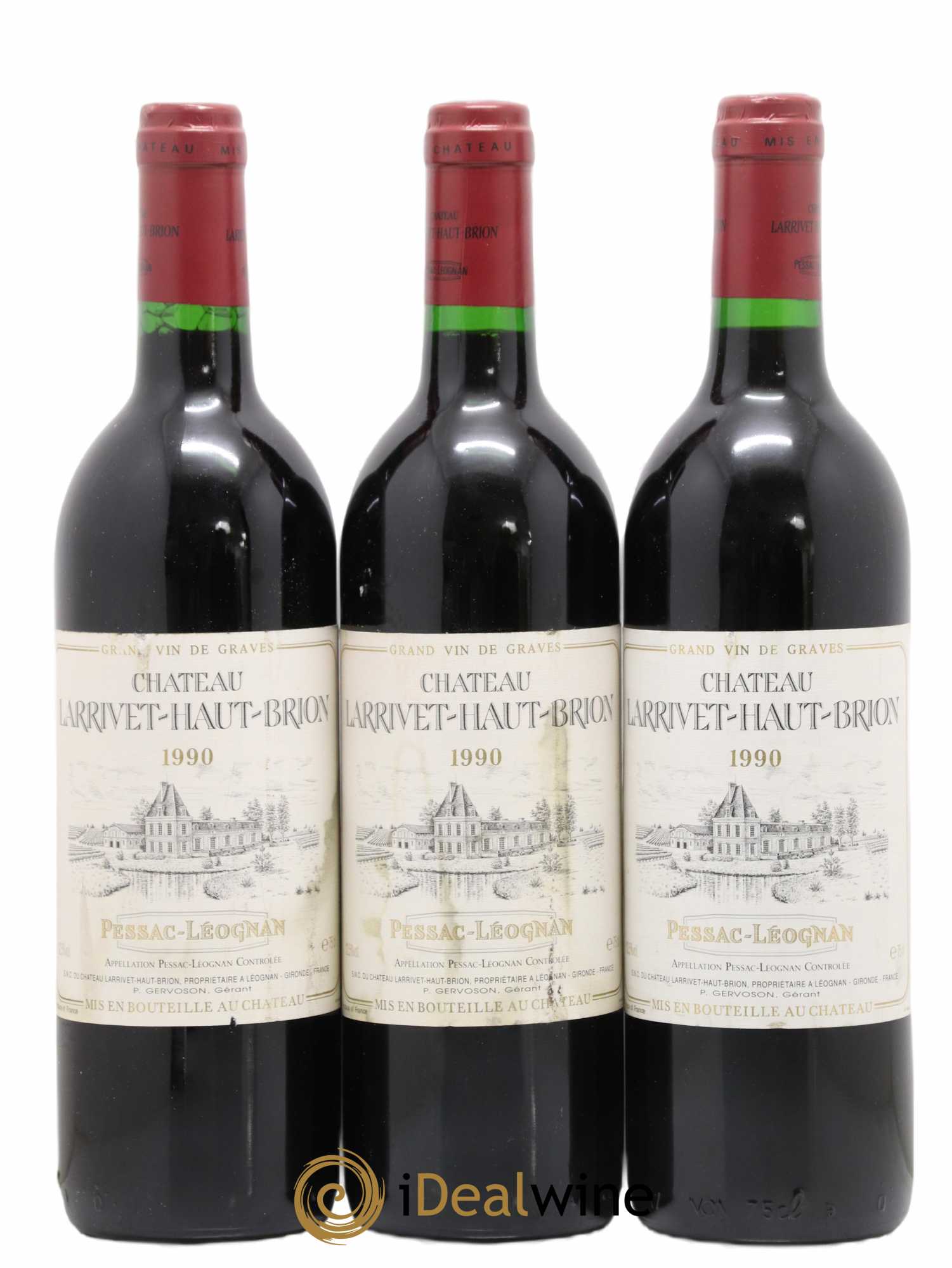 Château Larrivet Haut-Brion 1990 - Lot de 3 bouteilles - 0
