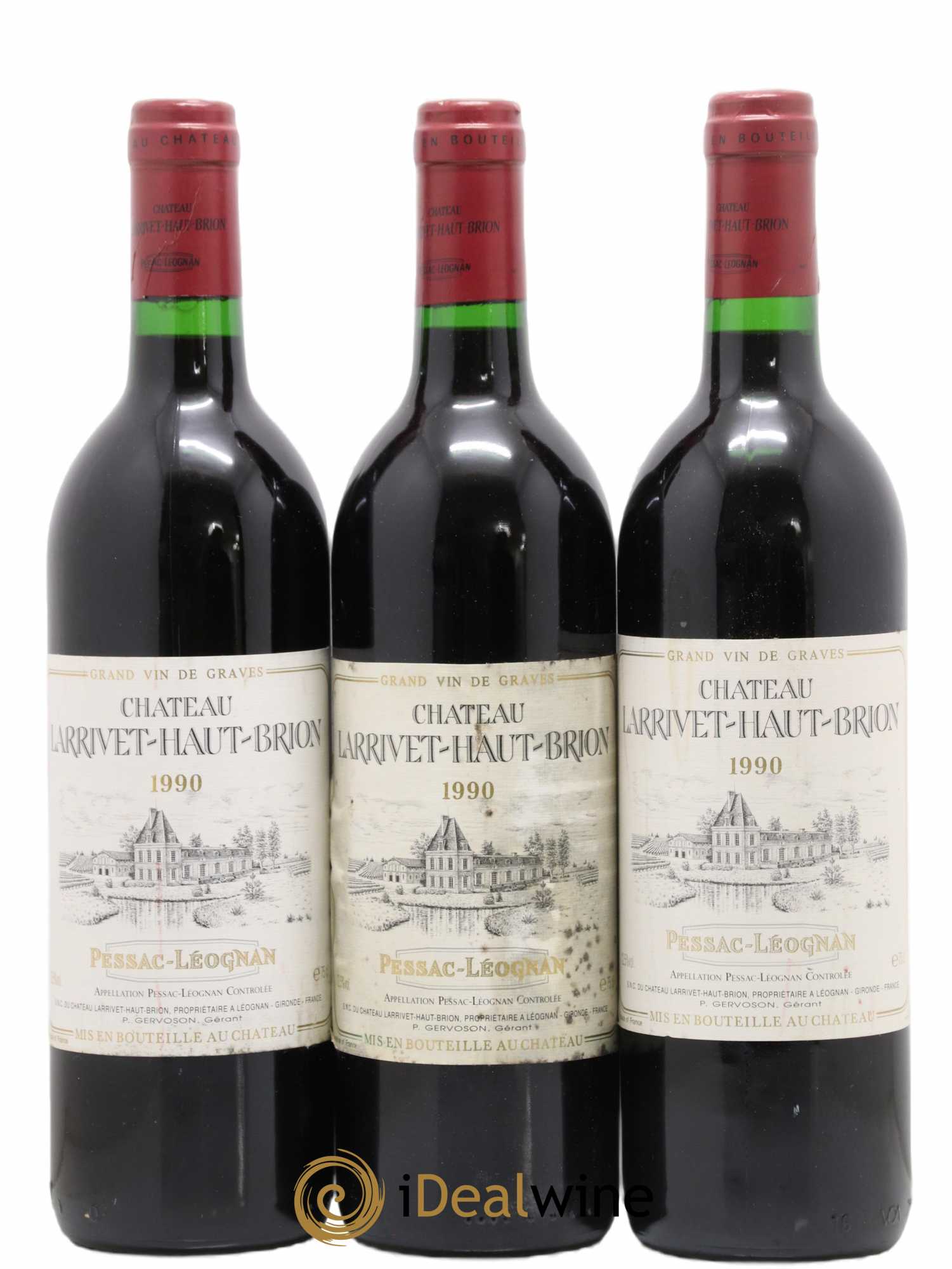 Château Larrivet Haut-Brion 1990 - Lot de 3 bouteilles - 0
