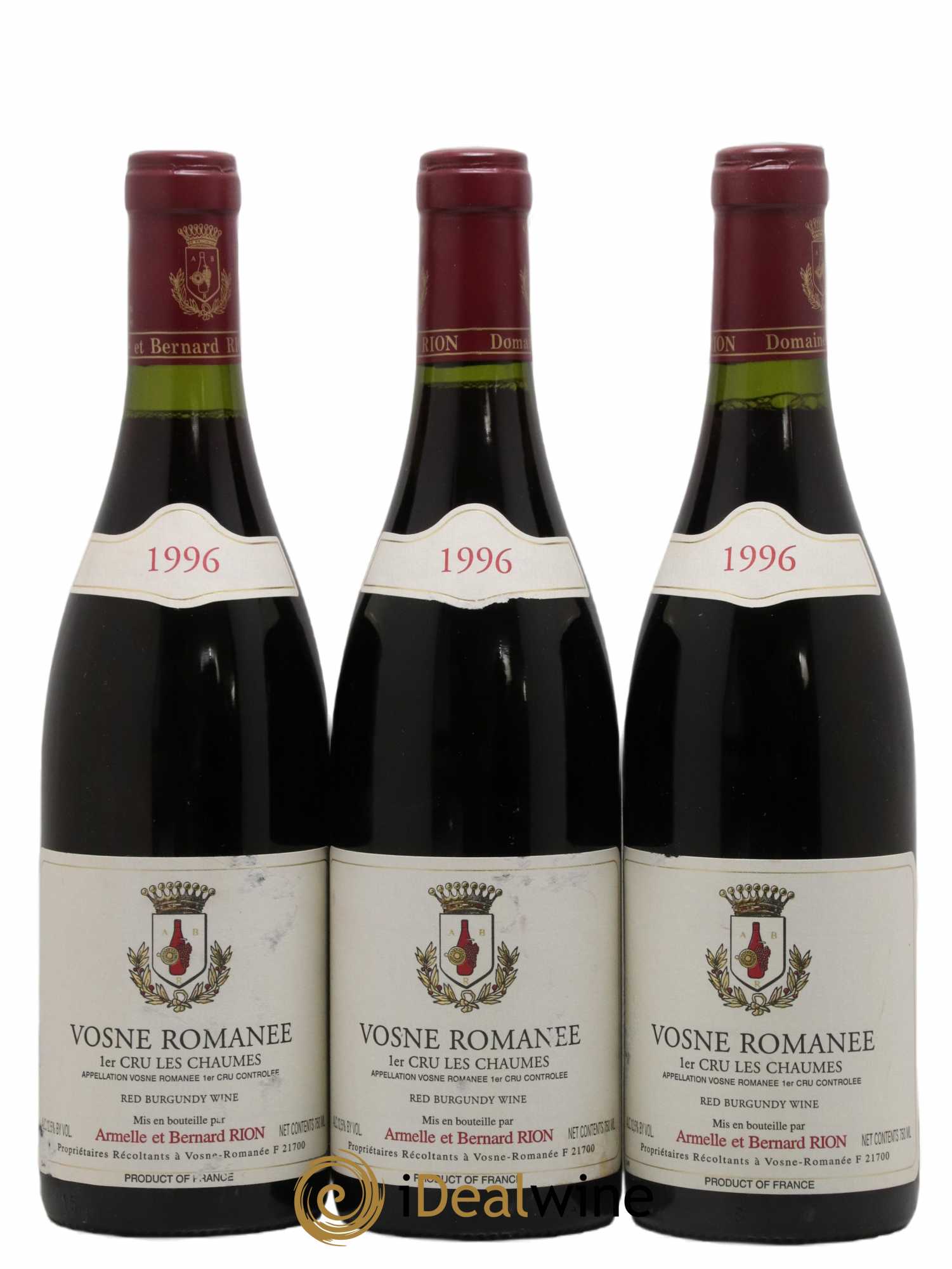 Vosne-Romanée 1er Cru Les Chaumes Armelle et Bernard Rion 1996 - Lot de 3 bouteilles - 0