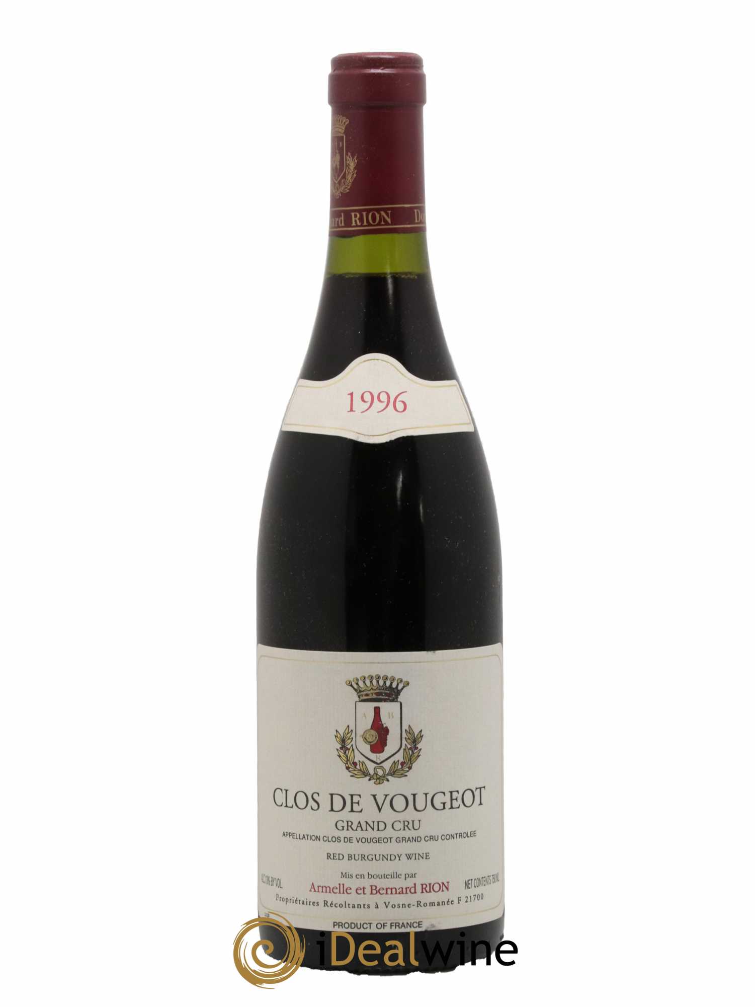 Clos de Vougeot Grand Cru Domaine Armelle et Bernard Rion 1996 - Lot de 1 bouteille - 0