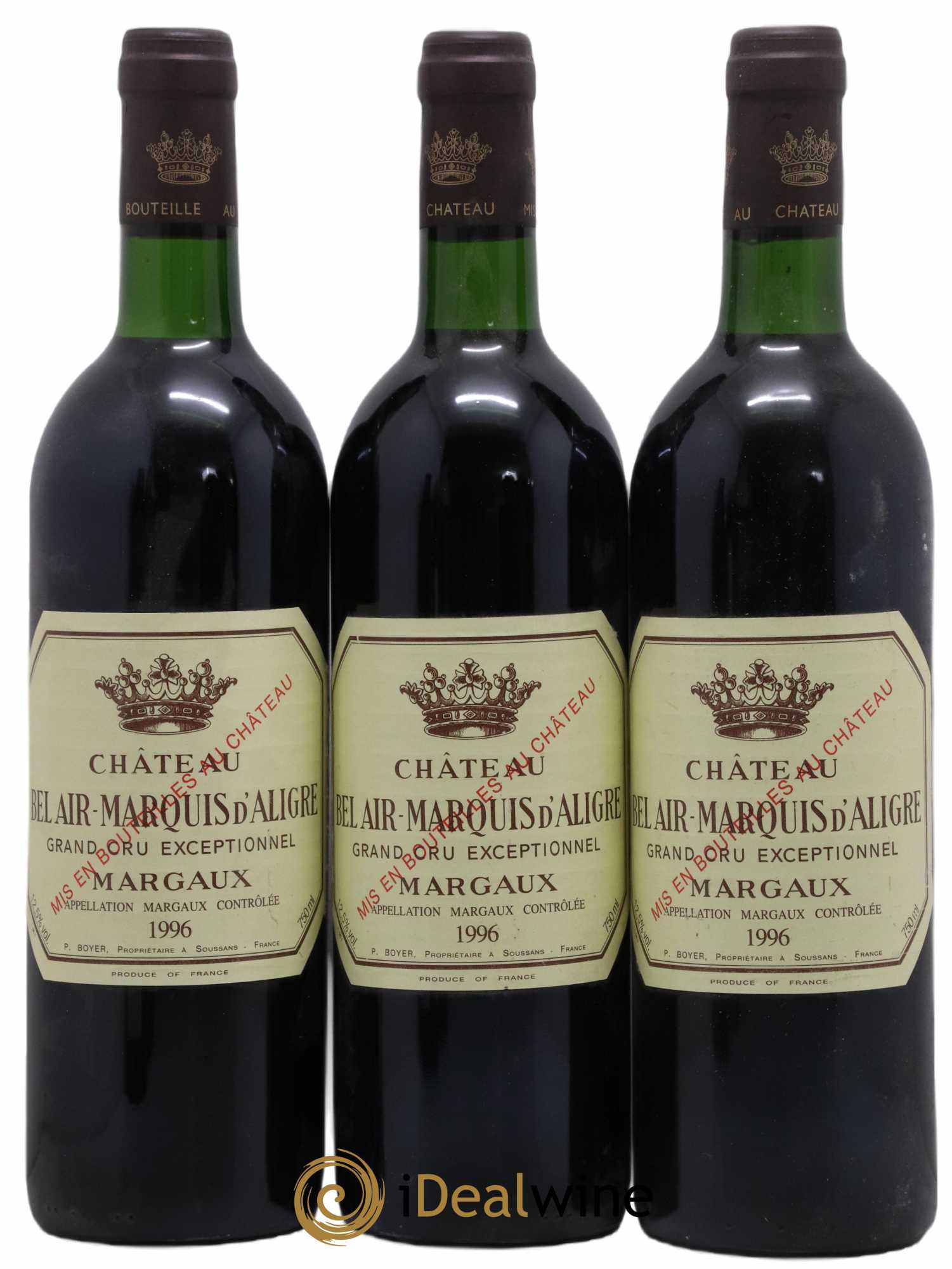 Château Bel Air Marquis d'Aligre 1996 - Lot de 3 bouteilles - 0