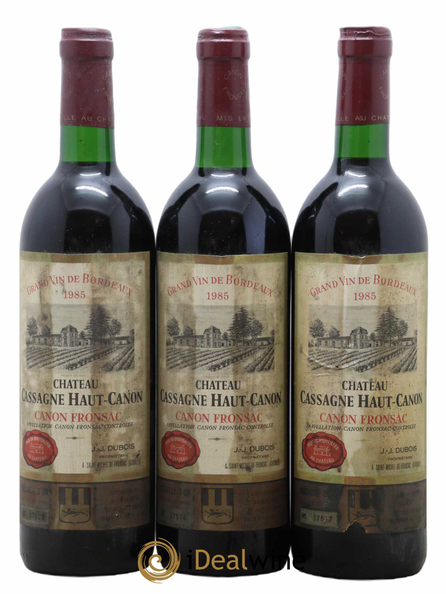 Canon-Fronsac Château Cassagne Haut Canon 1985 - Lot de 3 bouteilles - 0