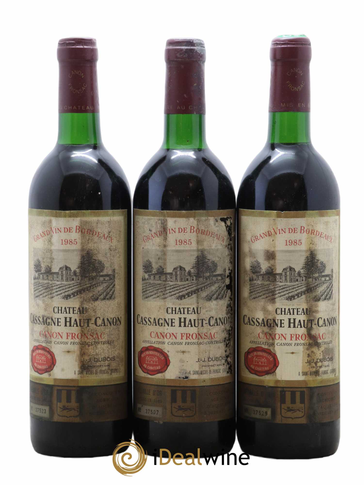 Canon-Fronsac Château Cassagne Haut Canon 1985 - Lot de 3 bouteilles - 0