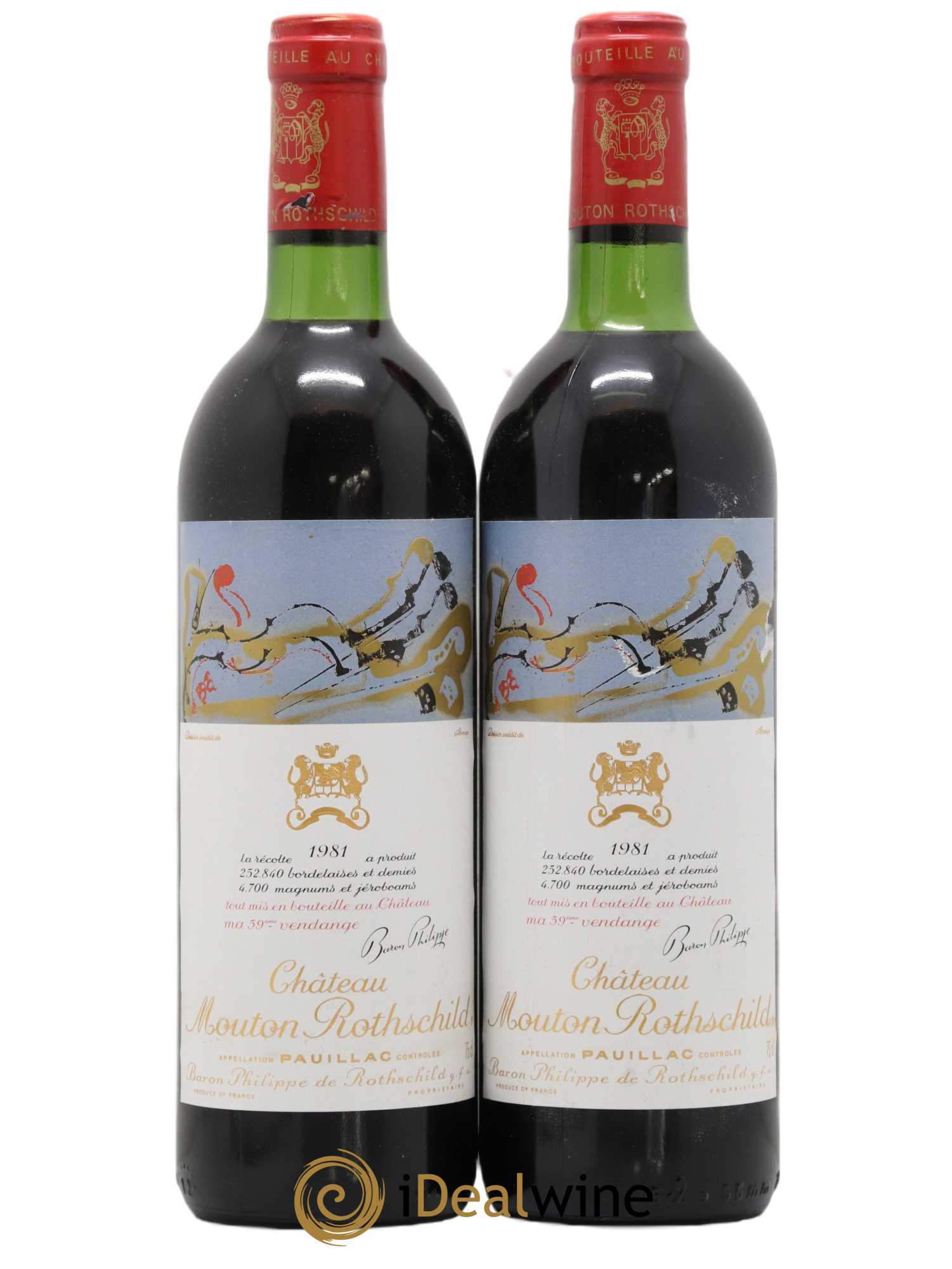 Château Mouton Rothschild 1er Grand Cru Classé 1981 - Lot of 2 bottles - 0
