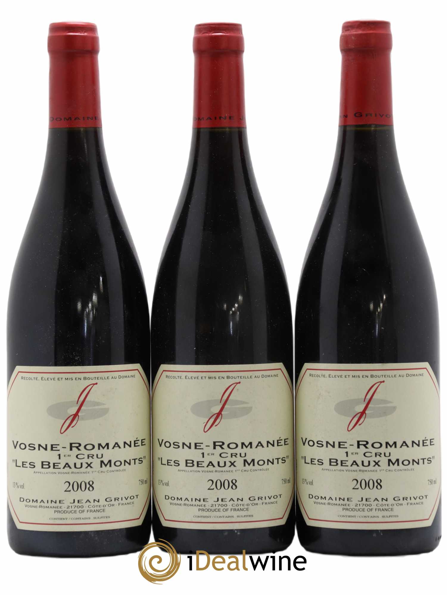 Vosne-Romanée 1er Cru Les Beaux-Monts Jean Grivot 2008 - Lotto di 3 bottiglie - 0