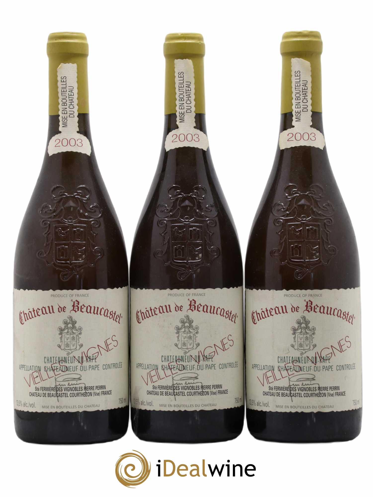 Châteauneuf-du-Pape Château de Beaucastel Vieilles vignes Roussanne Famille Perrin 2003 - Lot de 3 bouteilles - 0