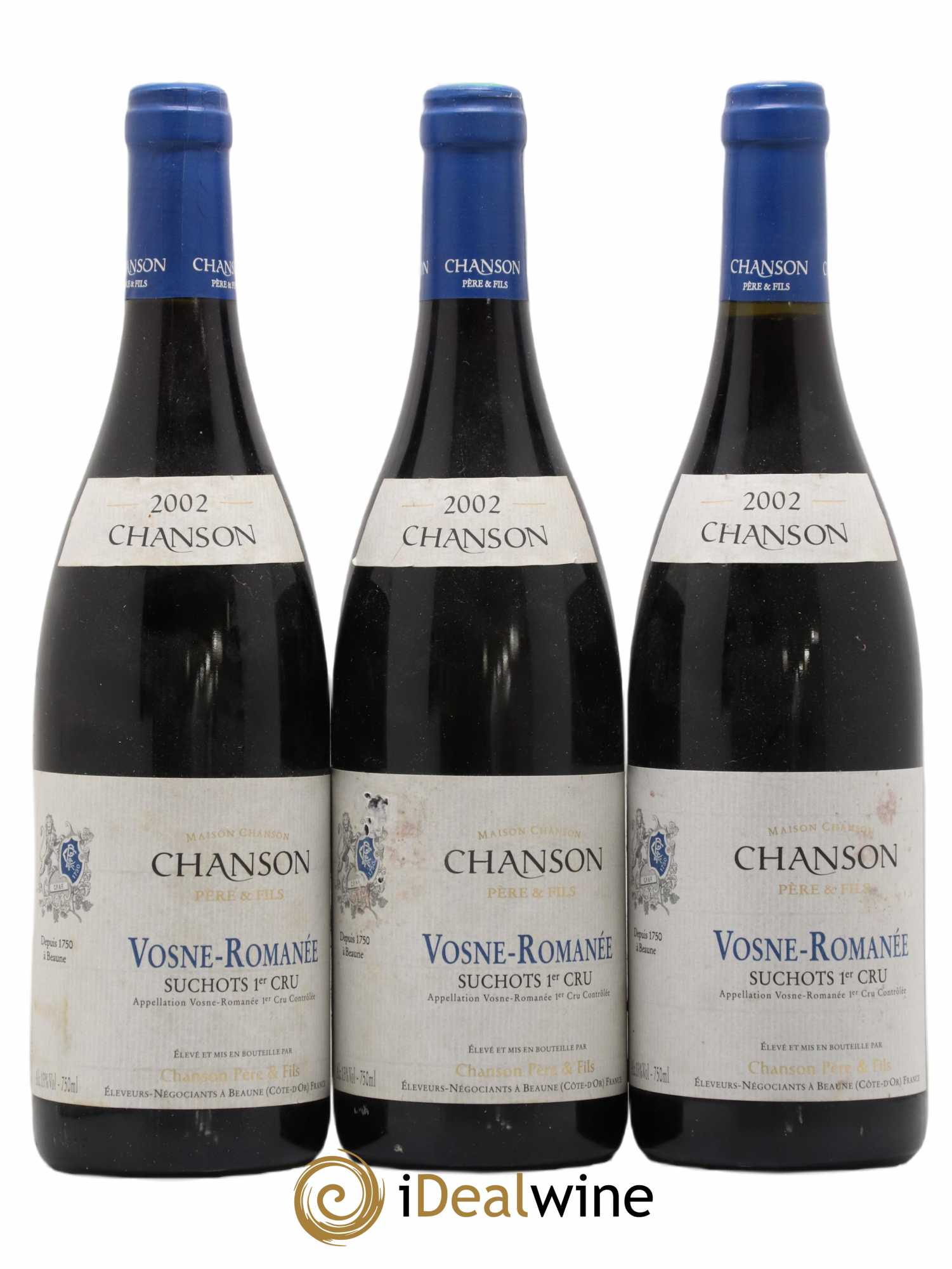 Vosne-Romanée 1er Cru Les Suchots Chanson 2002 - Lot de 3 bouteilles - 0