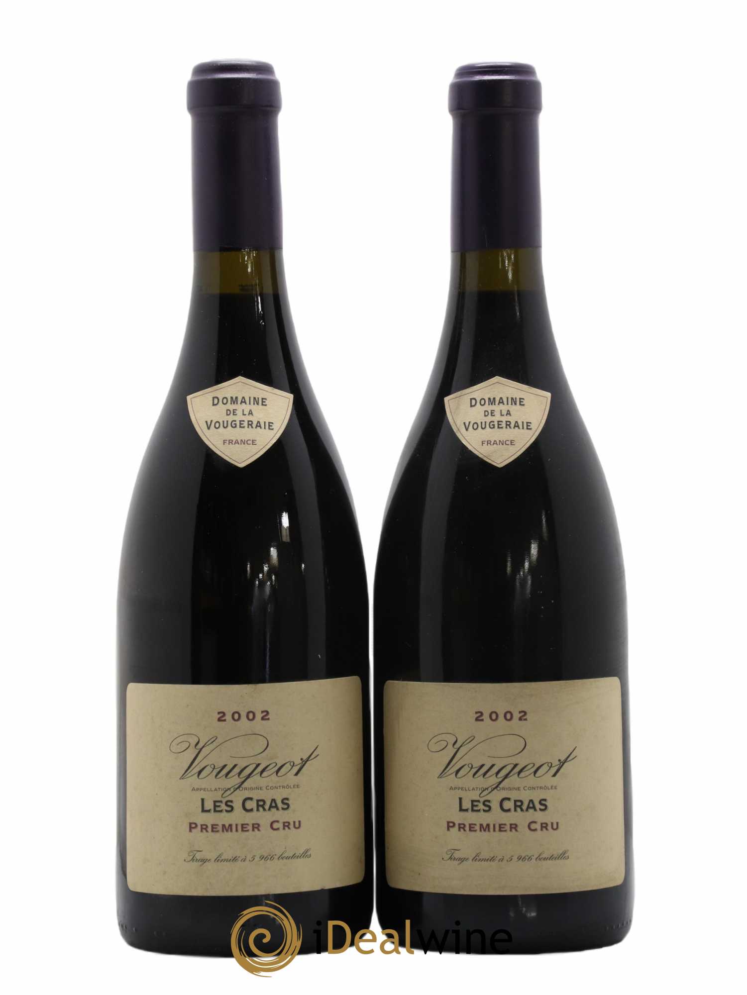 Vougeot 1er Cru Les Cras La Vougeraie 2002 - Lot de 2 bouteilles - 0