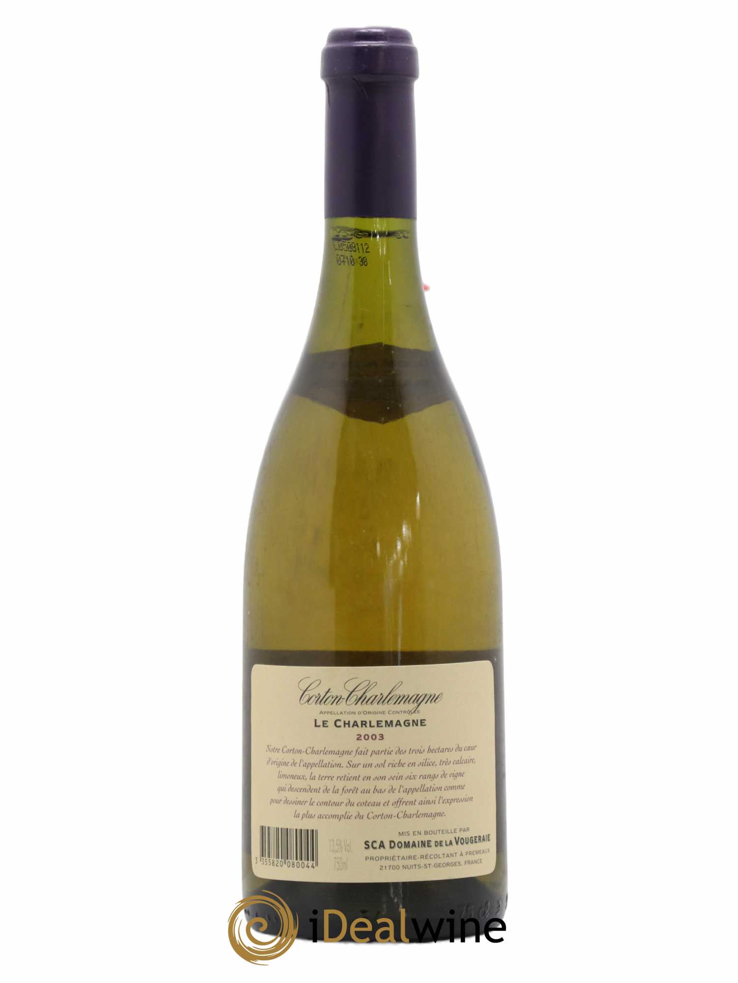 Corton-Charlemagne Grand Cru Le Charlemagne La Vougeraie 2003 - Lot de 1 bouteille - 1