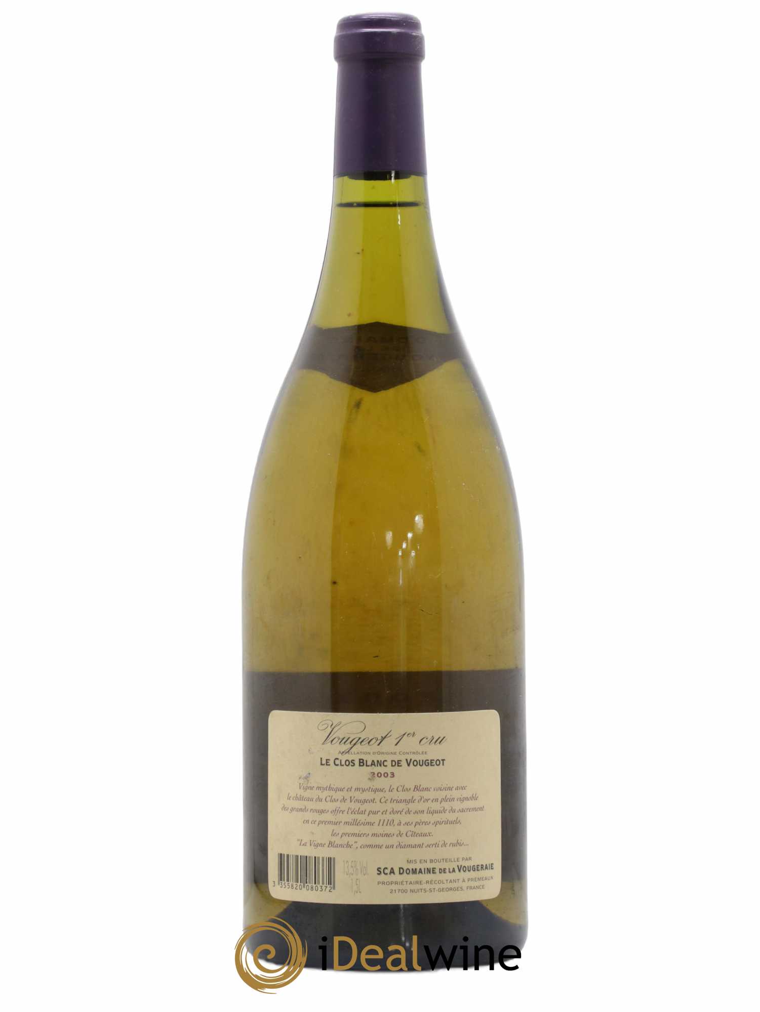 Vougeot 1er Cru Le Clos Blanc de Vougeot La Vougeraie 2003 - Lot de 1 magnum - 1