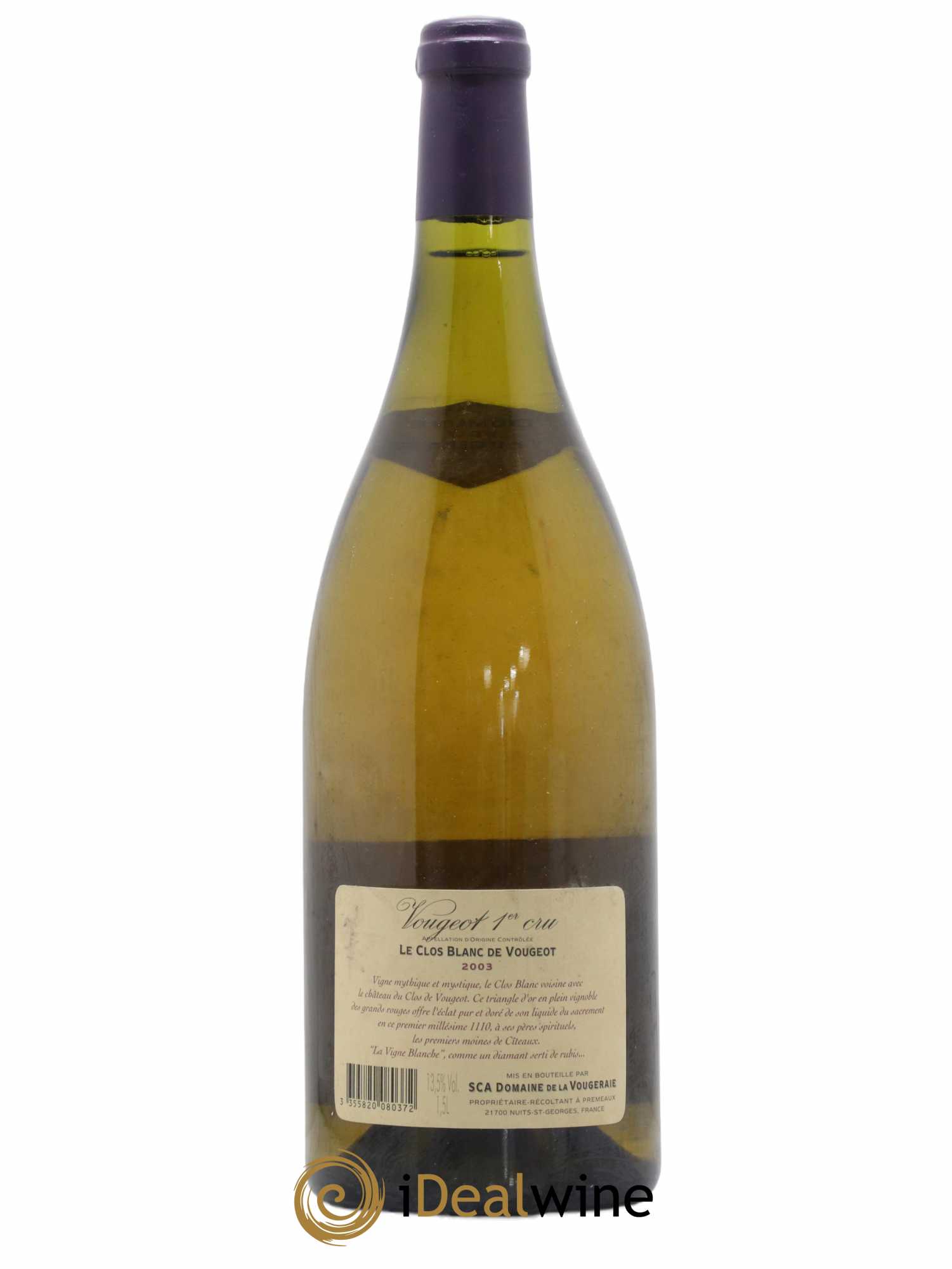 Vougeot 1er Cru Le Clos Blanc de Vougeot La Vougeraie 2003 - Lot de 1 magnum - 1