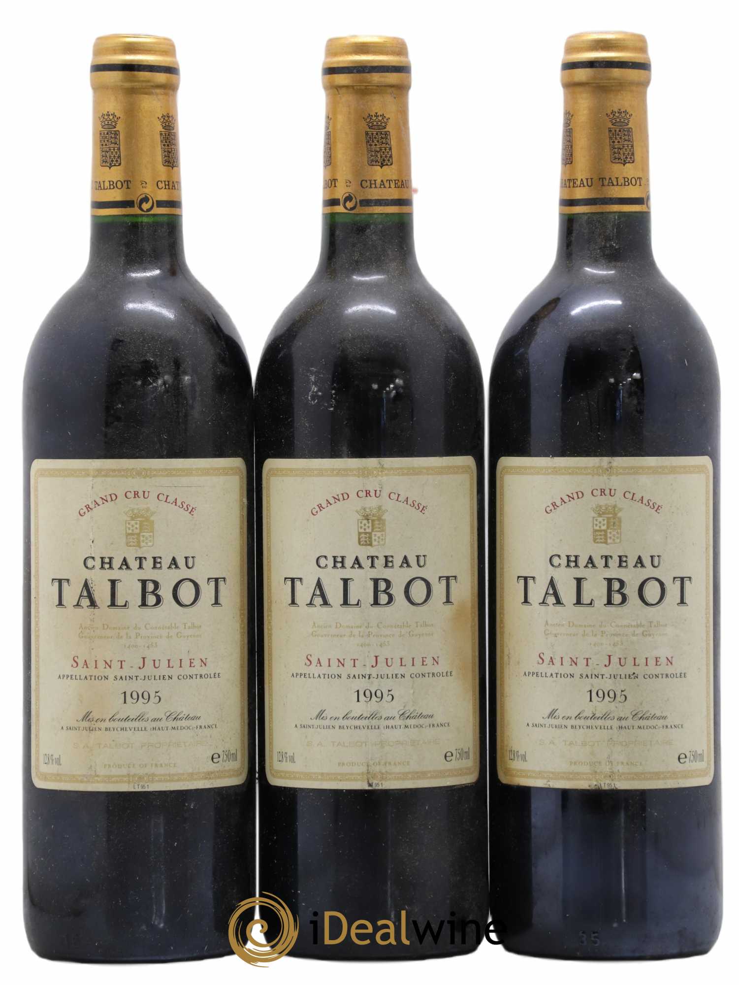 Château Talbot 4ème Grand Cru Classé 1995 - Lot de 3 bouteilles - 0