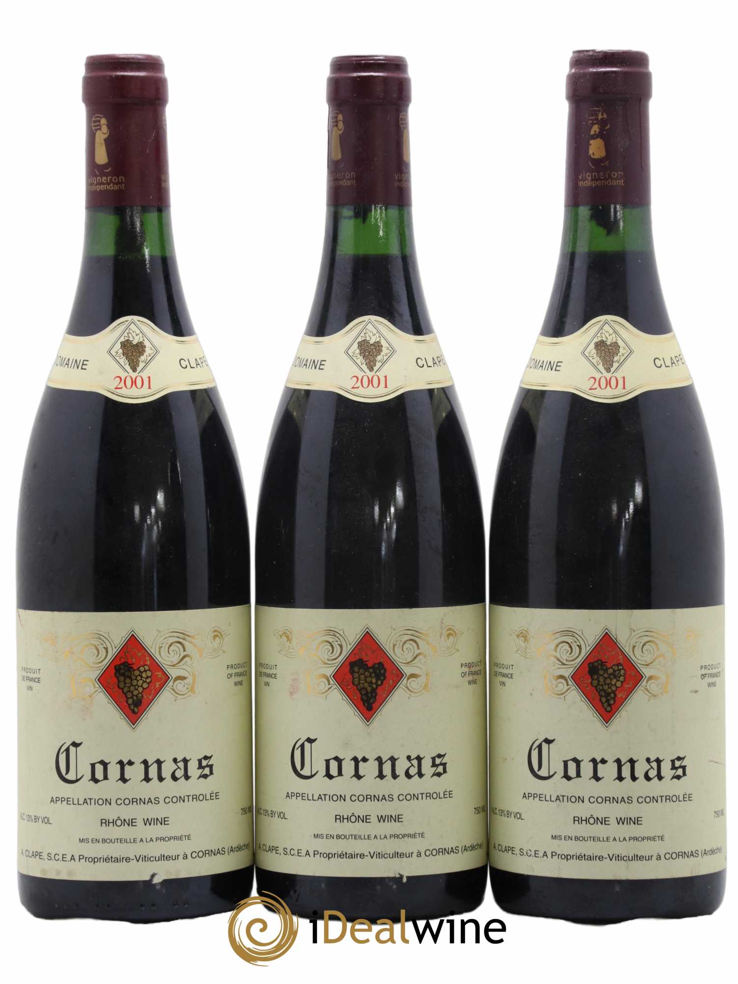 Cornas Auguste Clape 2001 - Lot de 3 bouteilles - 0