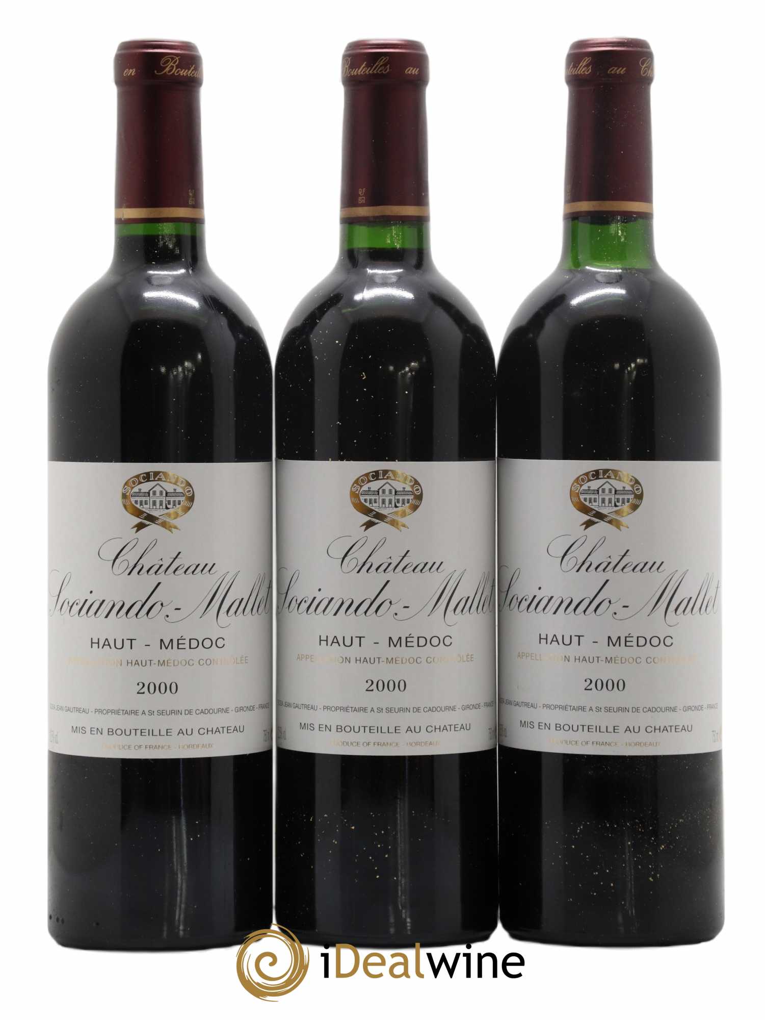 Château Sociando Mallet 2000 - Lot de 3 bouteilles - 0
