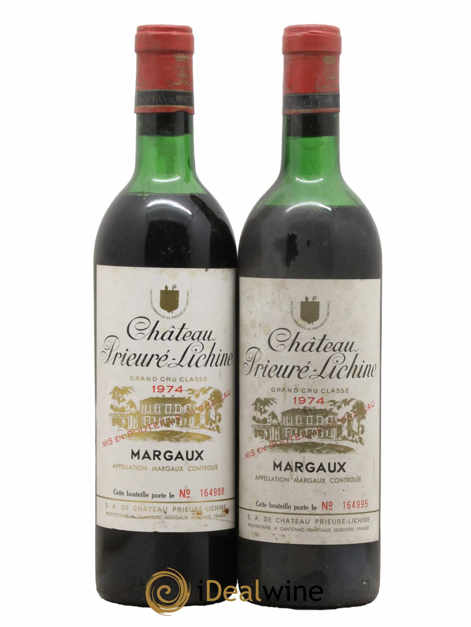 Château Prieuré Lichine 4ème Grand Cru Classé 1974 - Lot de 2 bouteilles - 0