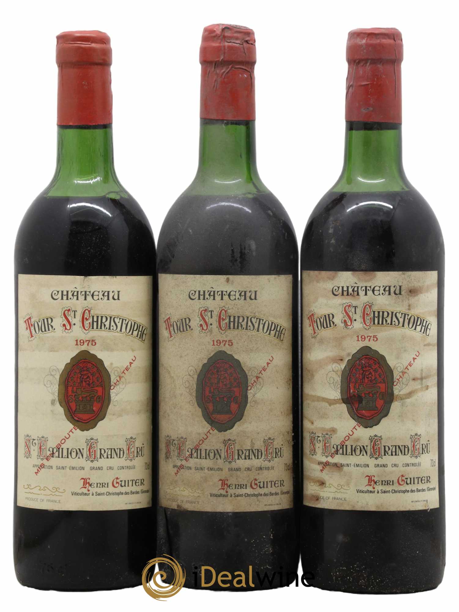 Saint-Émilion Grand Cru Château Tour Saint Christophe 1975 - Lot de 3 bouteilles - 0